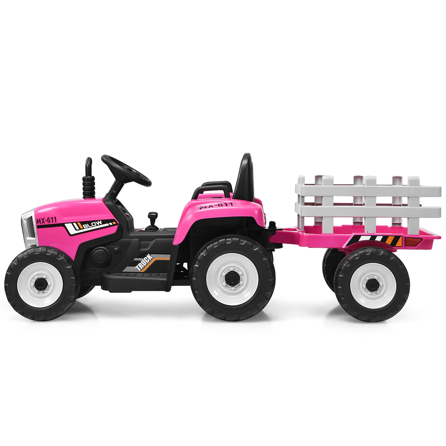 Topbuy Kids Ride on Tractor with Trailer Battery Powered Large Capacity with Remote Control