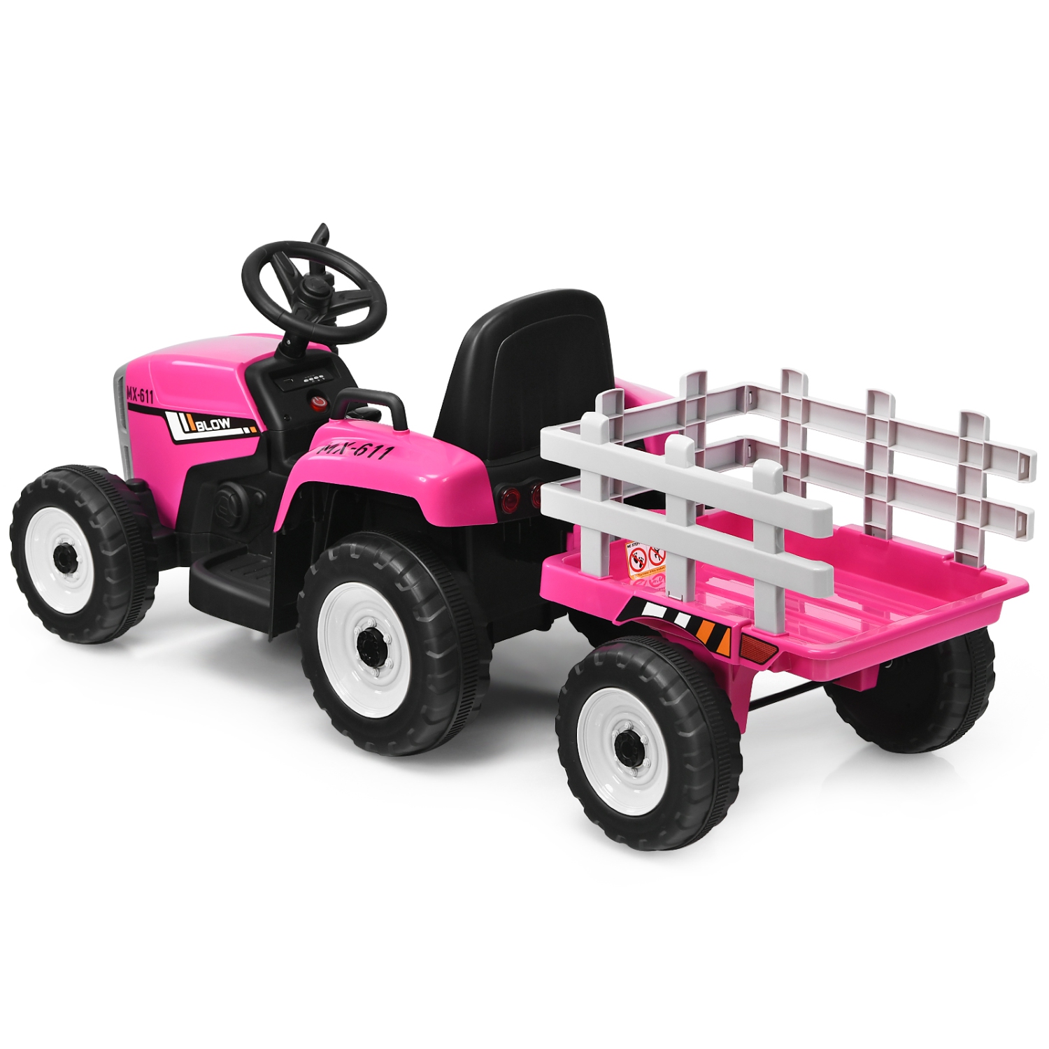 Topbuy Kids Ride on Tractor with Trailer Battery Powered Large Capacity with Remote Control