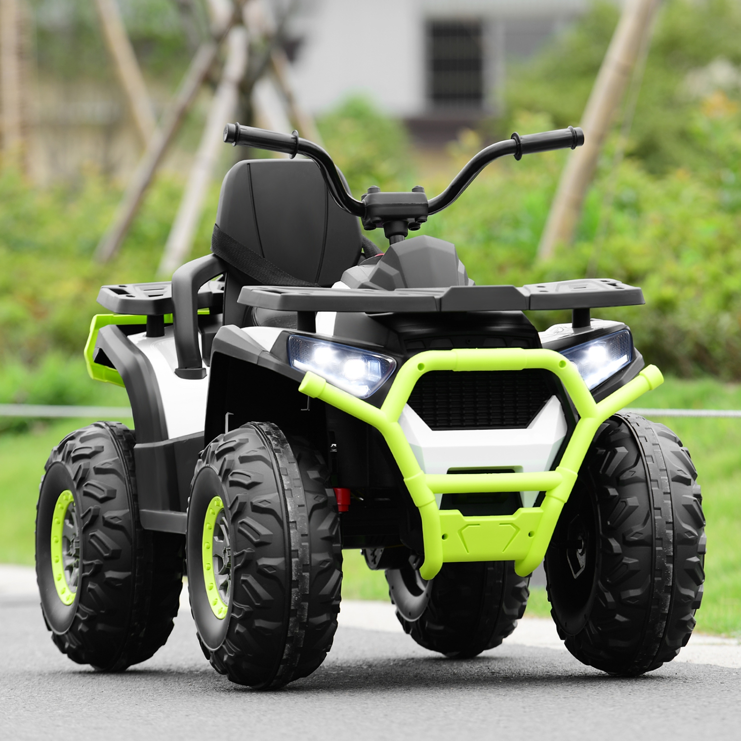 Topbuy 12V Kids Electric Ride On Car Toy 4-Wheeler ATV Quad with LED Lights White