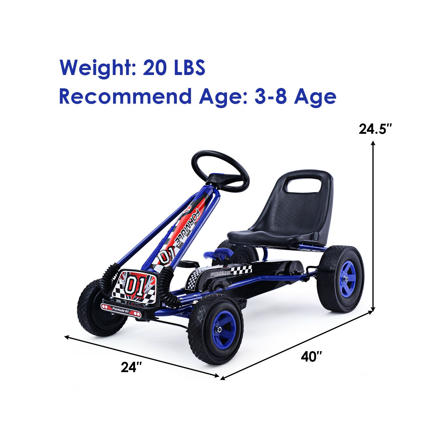 Topbuy Kids Go Kart Pedal Powered Tricycle Racing Ride On Bike Toy Scooter Trainer Trike