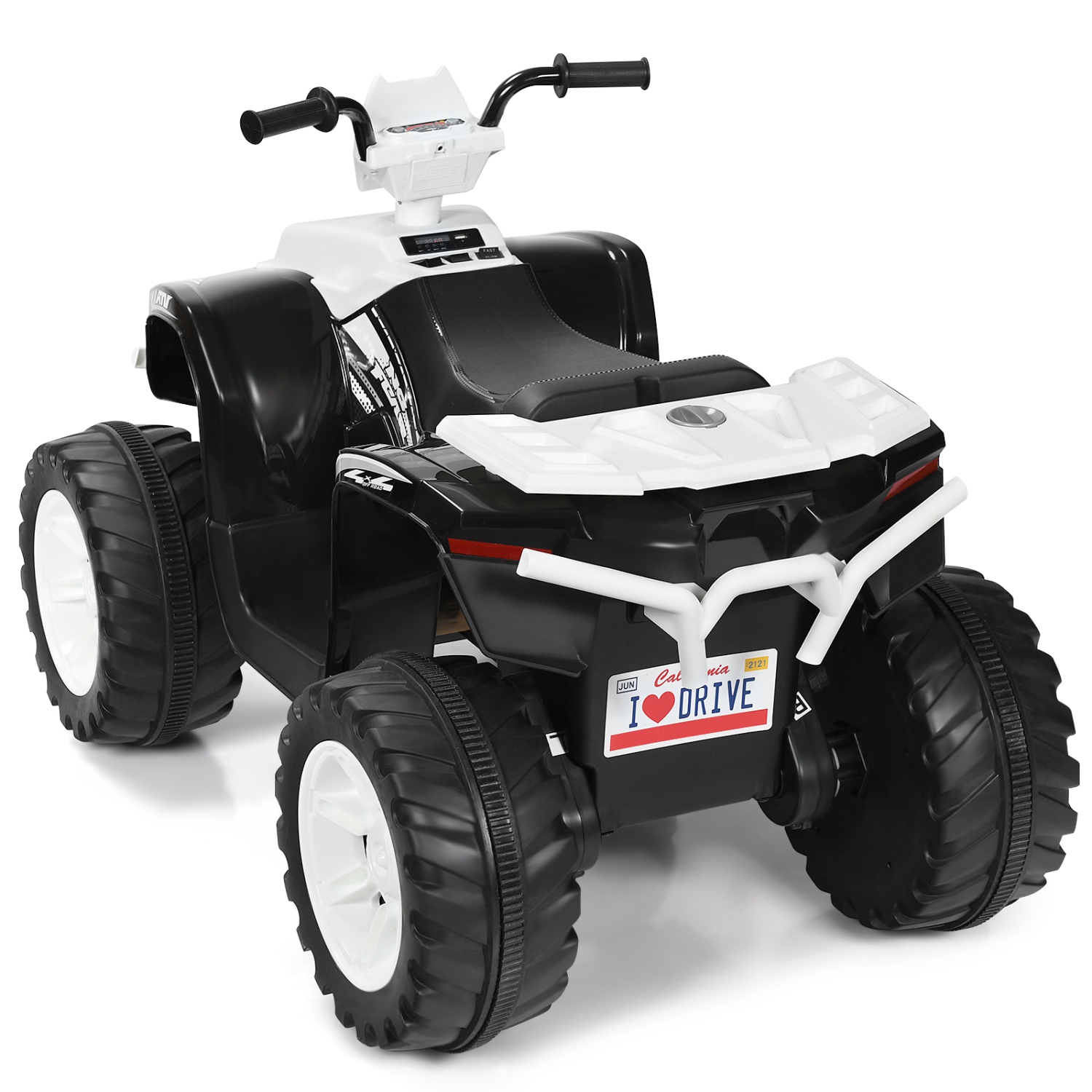 Topbuy 12V Electric Kids Quad ATV Ride on Car with LED Lights& Bluetooth White