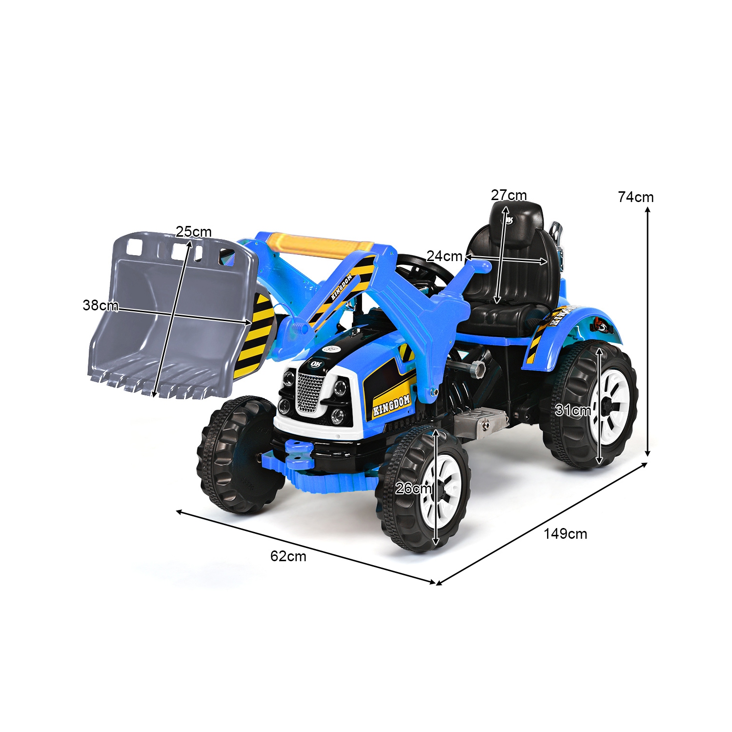 Topbuy Electric Kid Ride On Toy Car Excavator Truck Digger Scooter with Front Loader