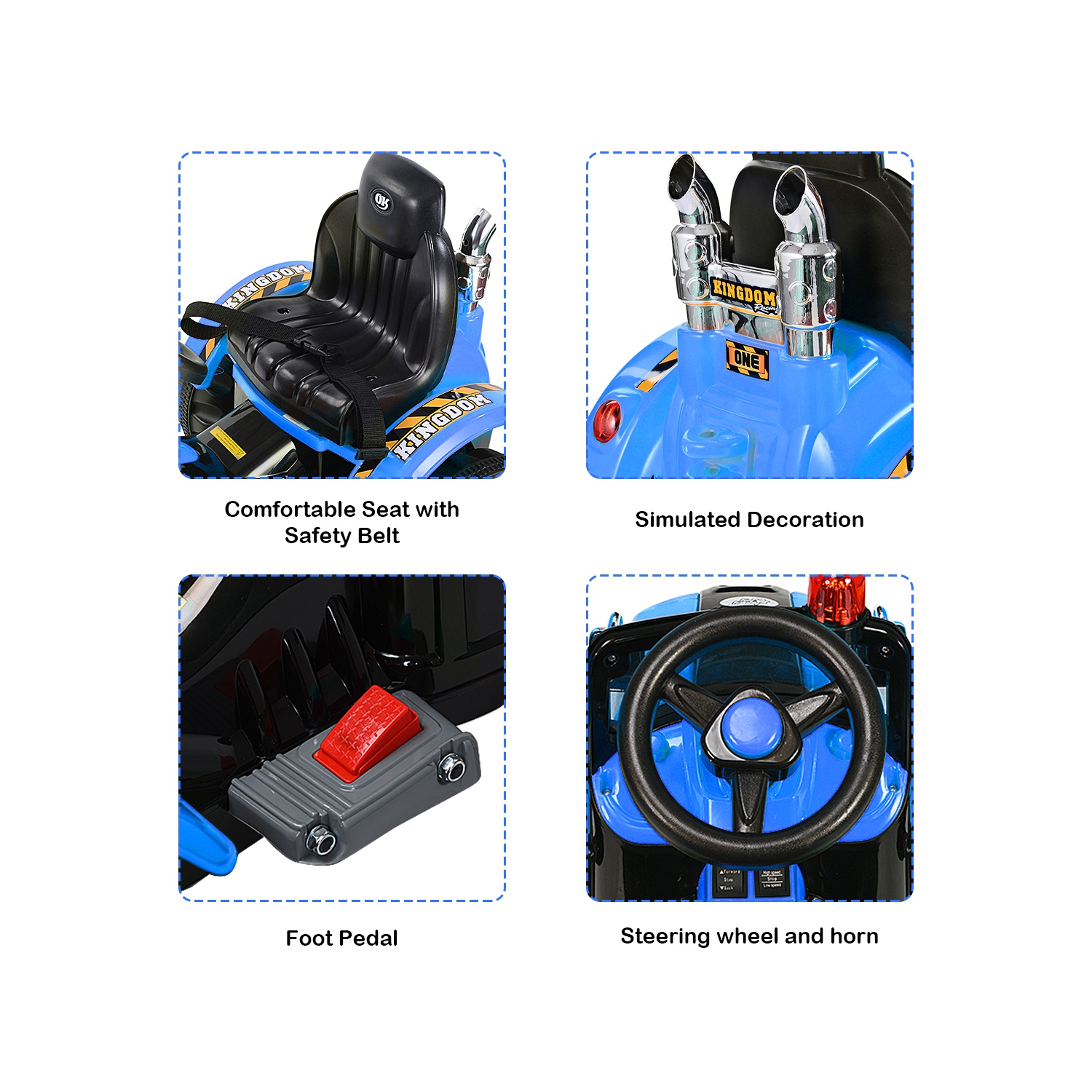 Topbuy Electric Kid Ride On Toy Car Excavator Truck Digger Scooter with Front Loader