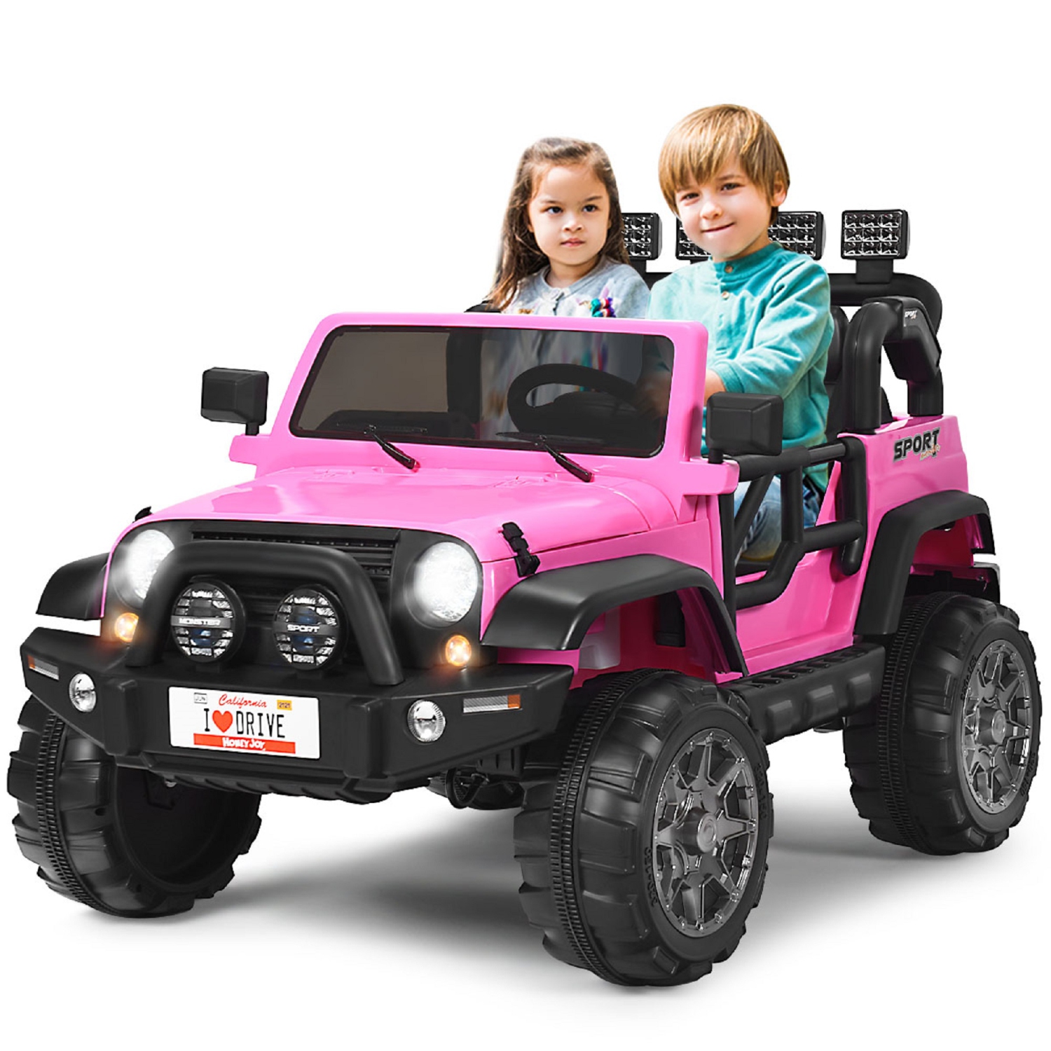Topbuy 12V Electric Kids Ride On Truck Toys 2 Seater Jeep Car With Remote Control