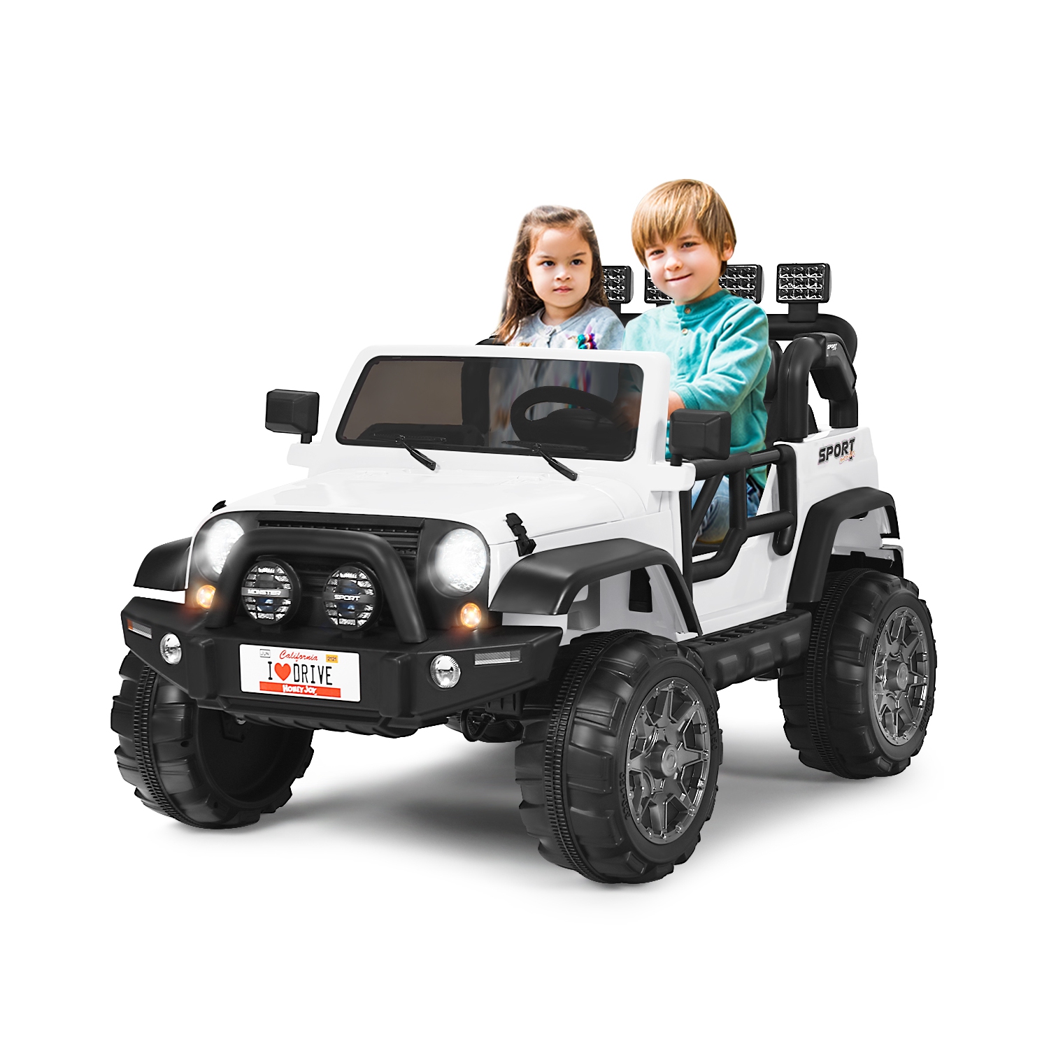 Topbuy 12V Electric Kids Ride On Truck Toys 2 Seater Jeep Car With Remote Control