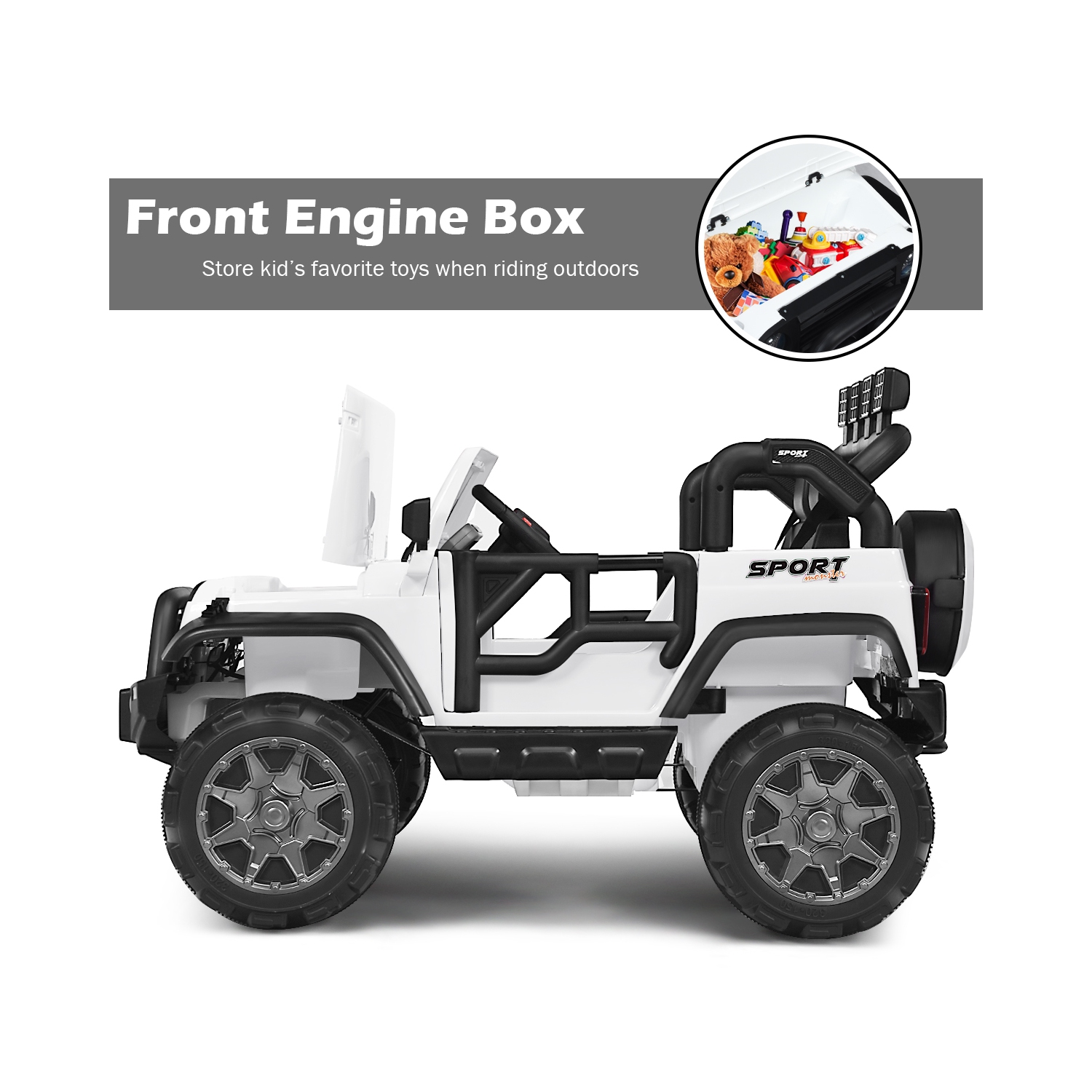 Topbuy 12V Electric Kids Ride On Truck Toys 2 Seater Jeep Car With Remote Control