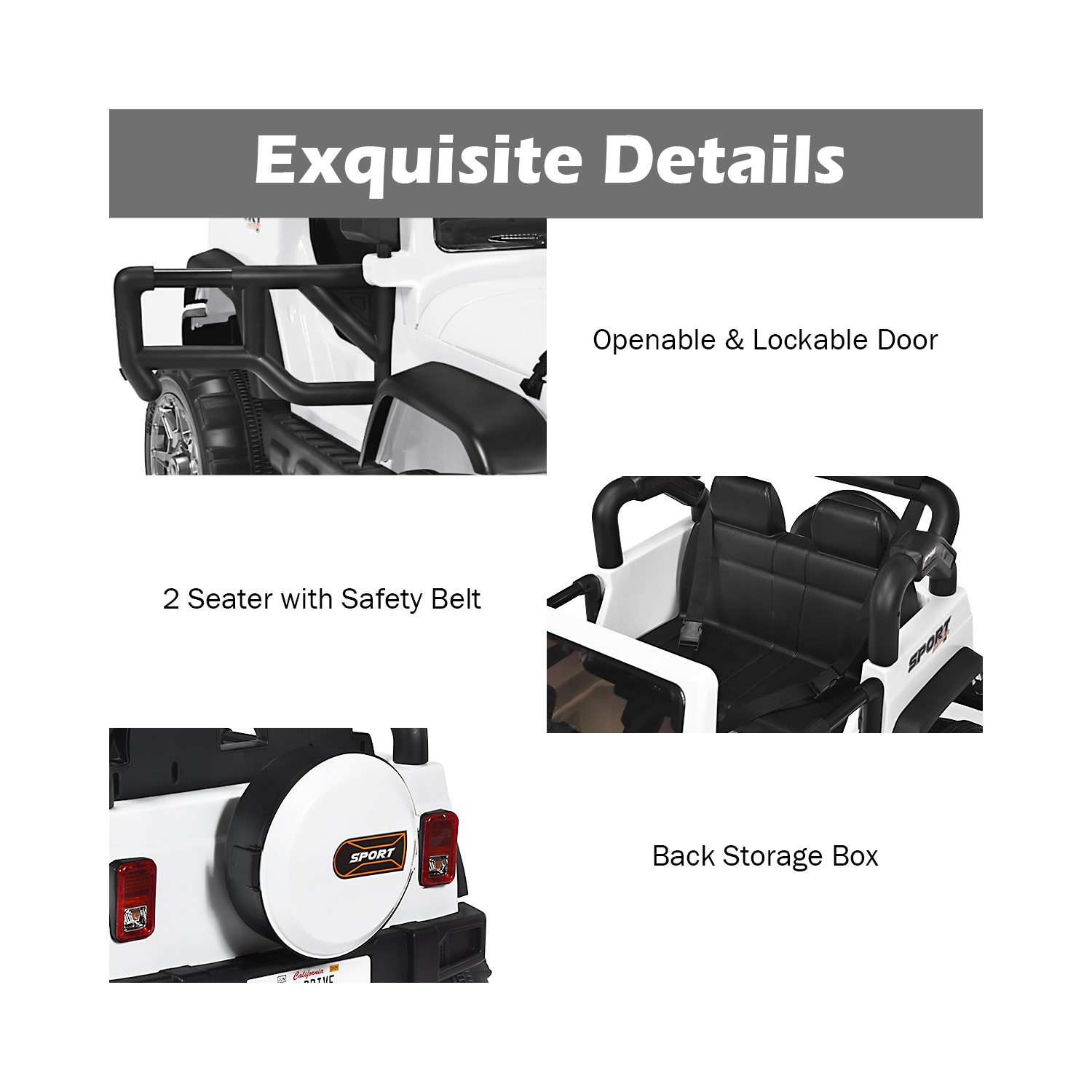 Topbuy 12V Electric Kids Ride On Truck Toys 2 Seater Jeep Car With Remote Control