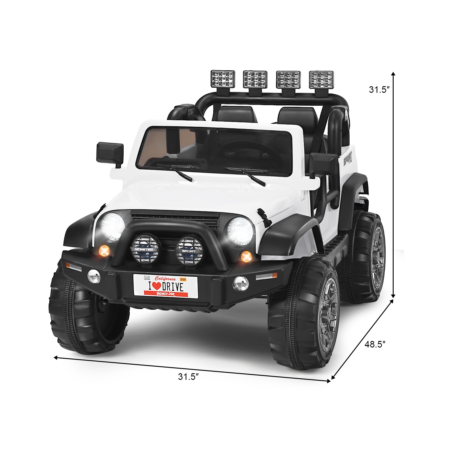 Topbuy 12V Electric Kids Ride On Truck Toys 2 Seater Jeep Car With Remote Control