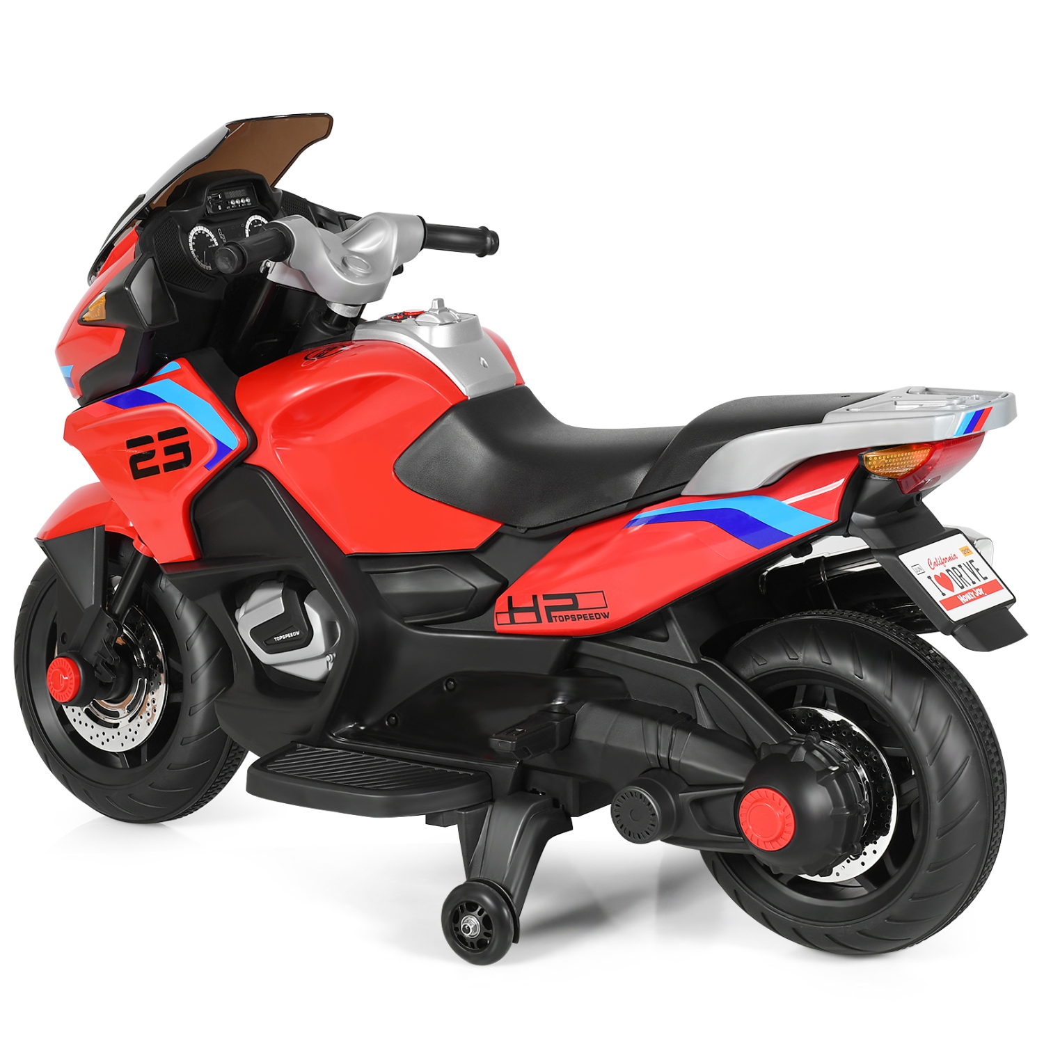 Topbuy Electric Kids Ride On Motorcycle Battery Motor Bike Toy with Headlights & Music Red