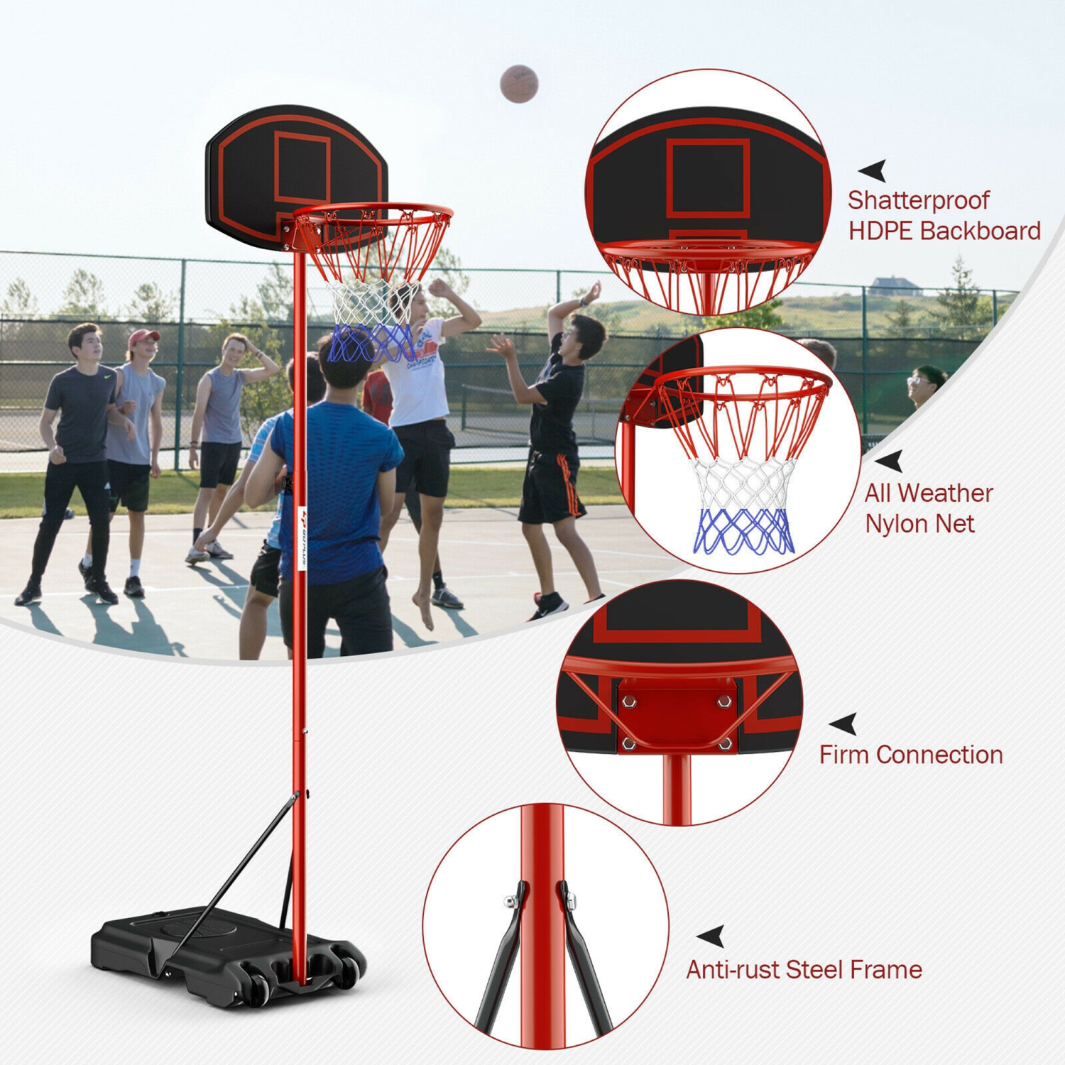 Panier de basketball réglable Gymax