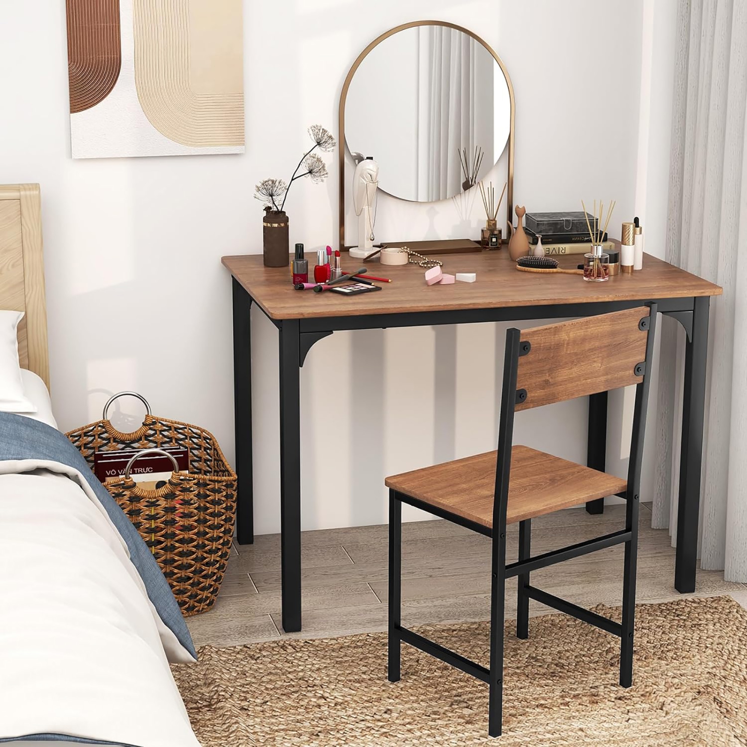 Ensemble de dîner 4 pièces – table + banquette + 2 chaises Gymax