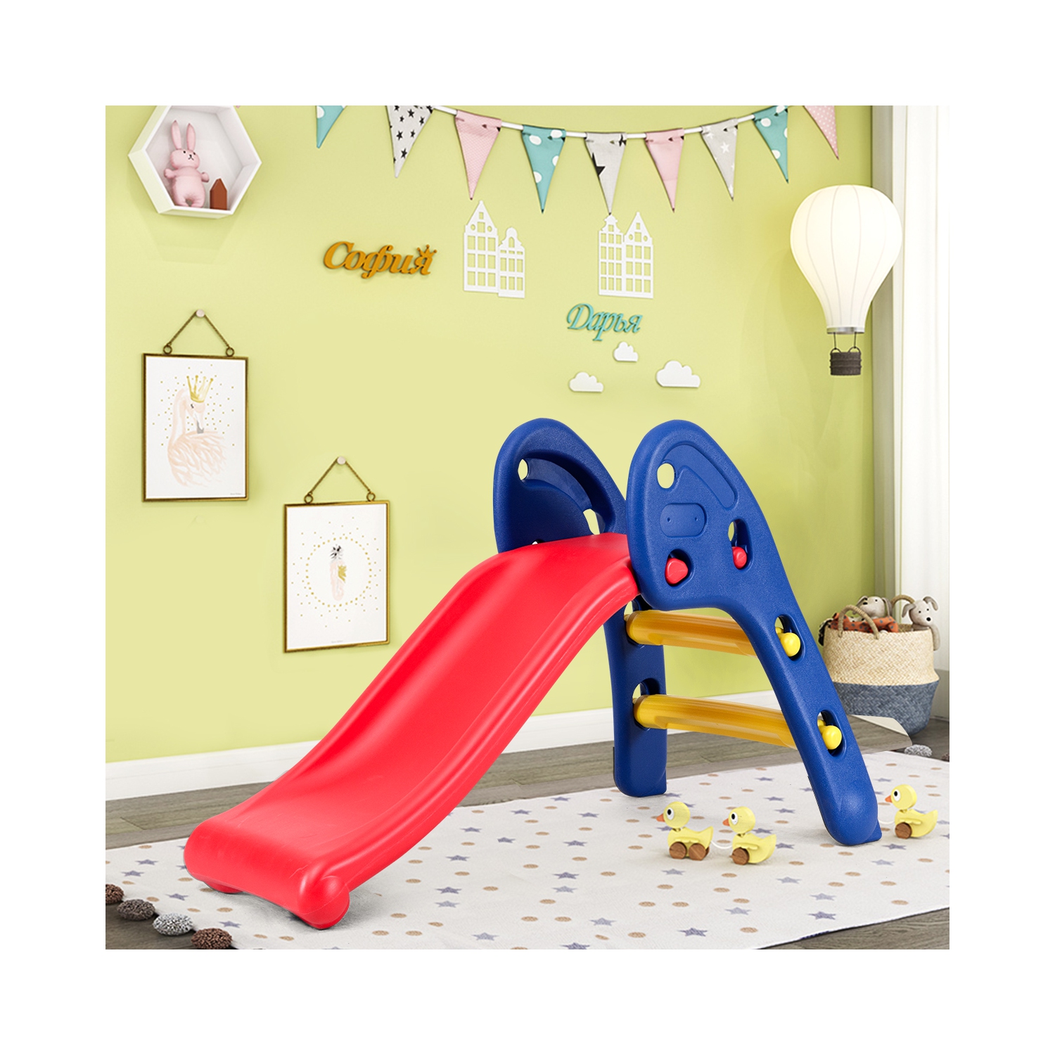 Topbuy Children's Folding Up-down Slide Plastic Fun Toy for Kids
