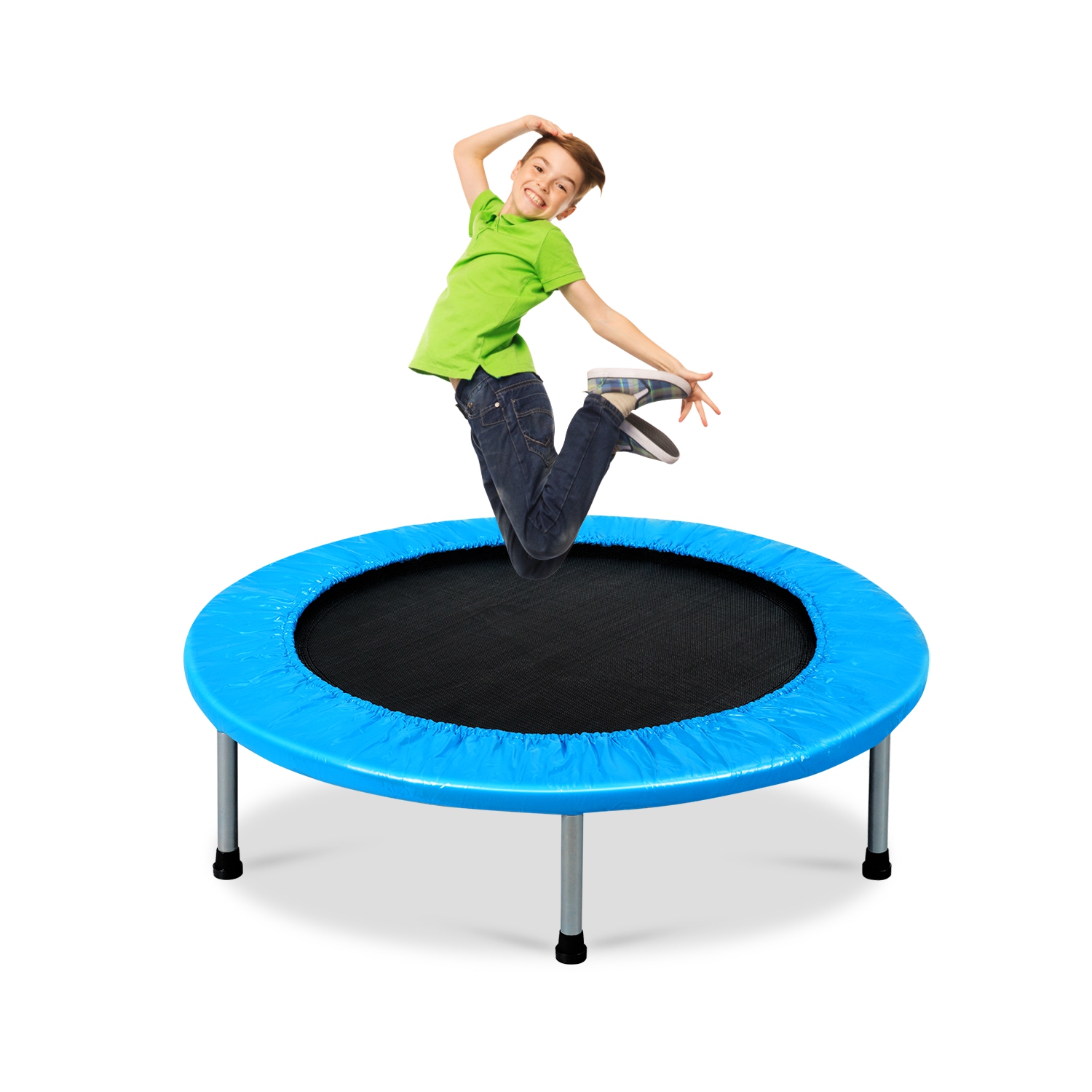 Trampoline pliable de 38 po avec trampoline et trampoline bleu avec rembourrage et ressorts de Topbuy