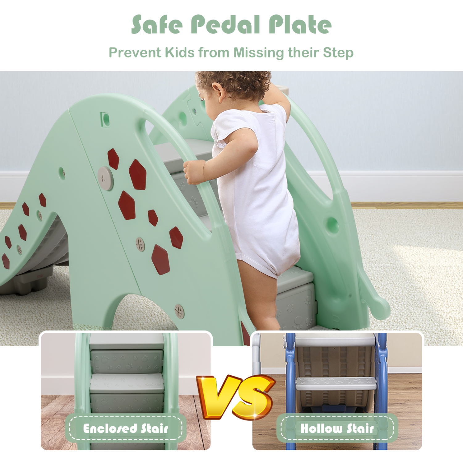 Topbuy Kids Giraffe Slide Baby Play Climber Slide Set with Basketball Hoop Yellow/Green