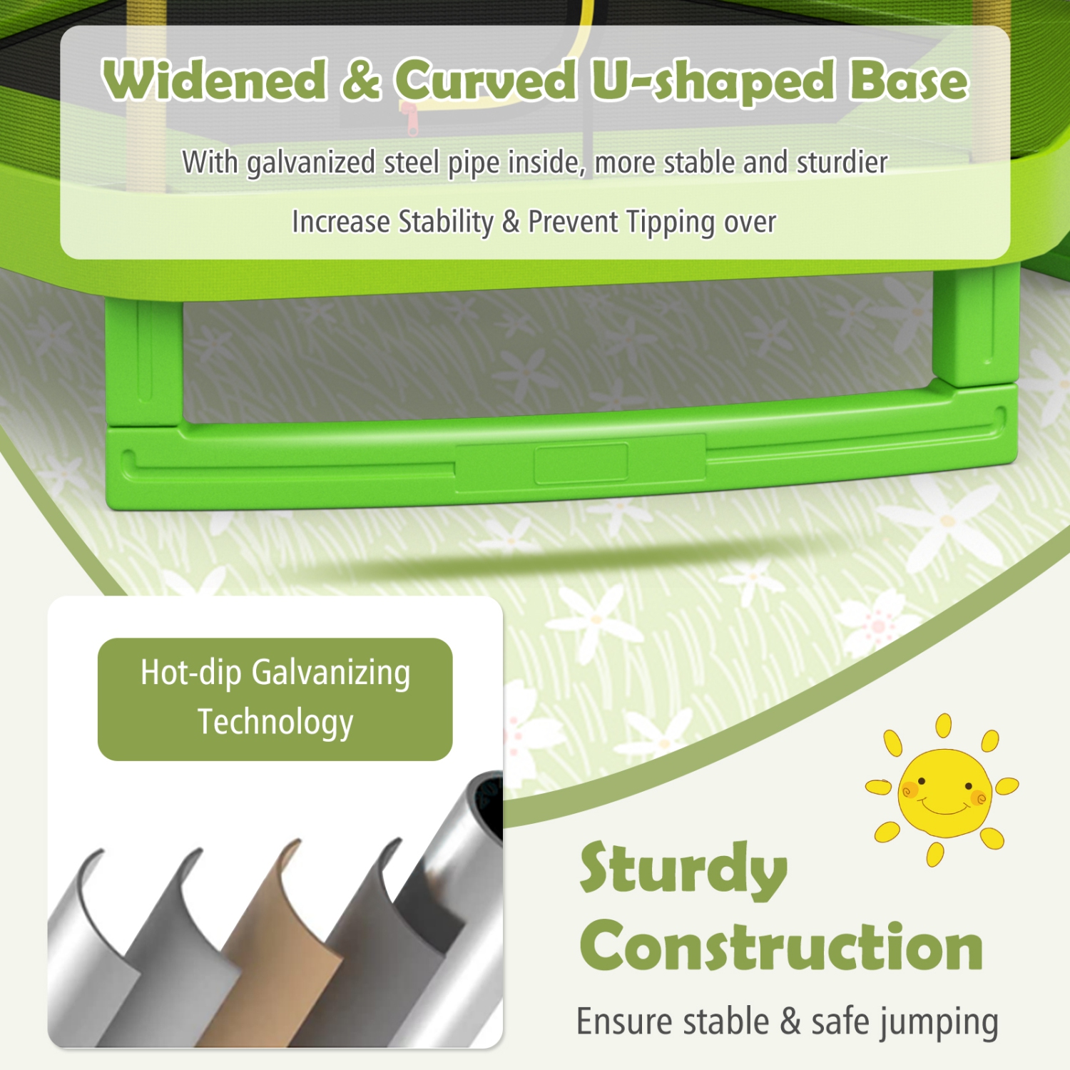 Lit rebondissant rond avec filet de sécurité pour enfants de 7 pi de TopBuy avec trampoline pour enfants - Bleu - Jaune - Vert