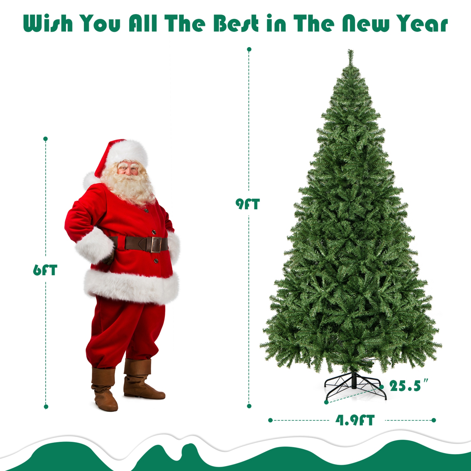 Gymax 6/7.5/9 ft Unlit Artificial Christmas Tree Hinged Spruce Xmas Tree w/ Metal Stand