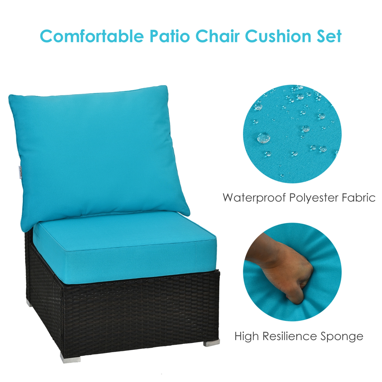 Gymax 2PCS Deep Seat Chair Cushion Pads Set Indoor Outdoor W/ Rope Belts