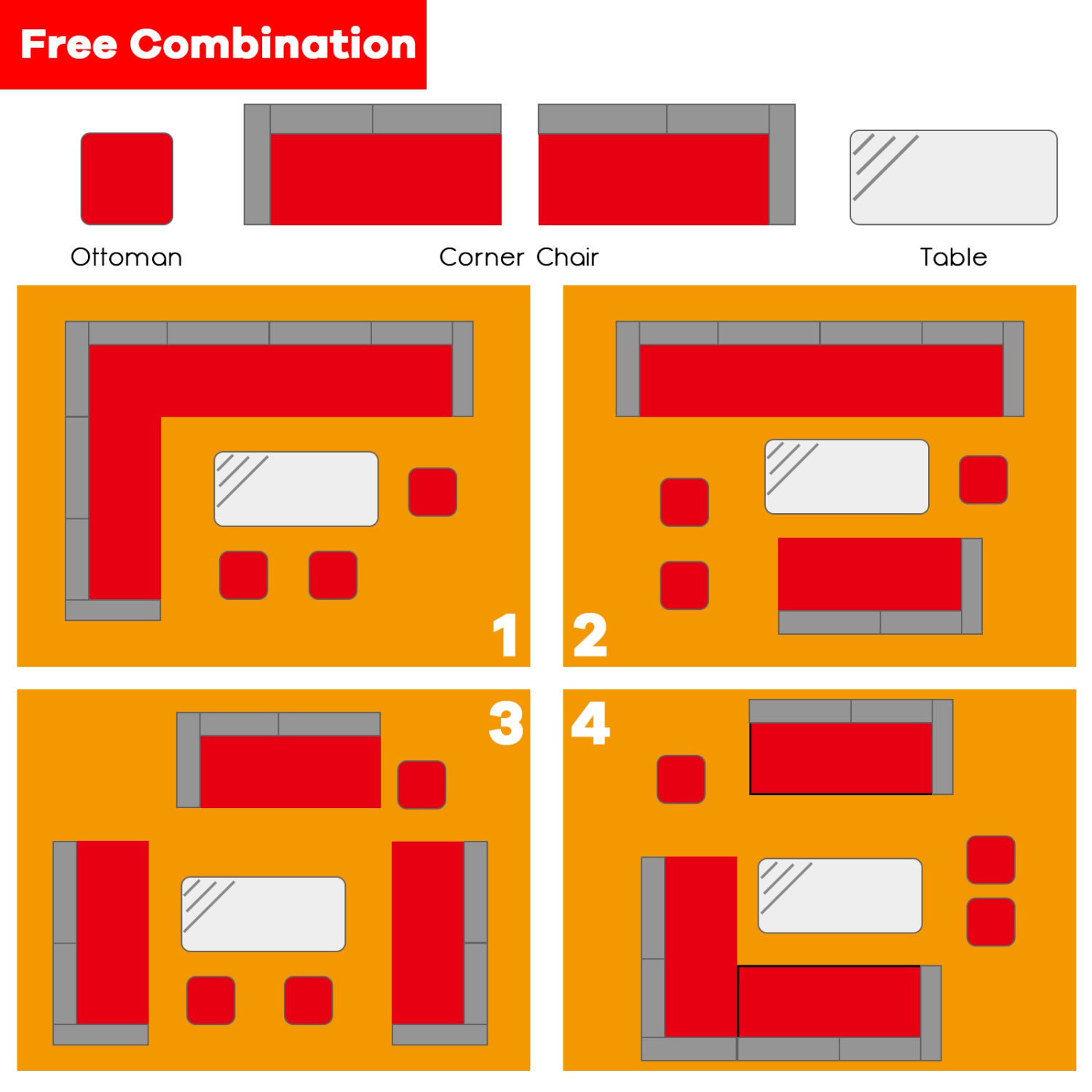 Topbuy 7-Piece Wicker Patio Furniture Set Outdoor Rattan Sofa Set Conversation Couch Set Red/Turquoise/White/Black