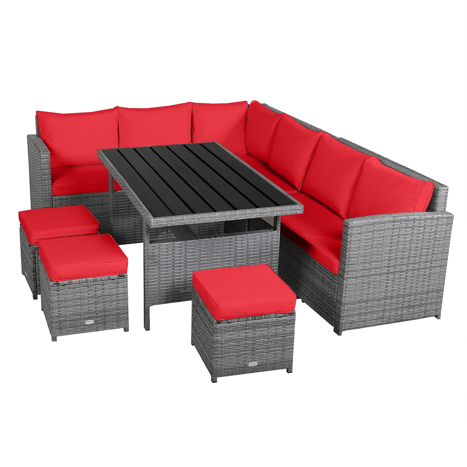 Topbuy 7-Piece Wicker Patio Furniture Set Outdoor Rattan Sofa Set Conversation Couch Set Red/Turquoise/White/Black