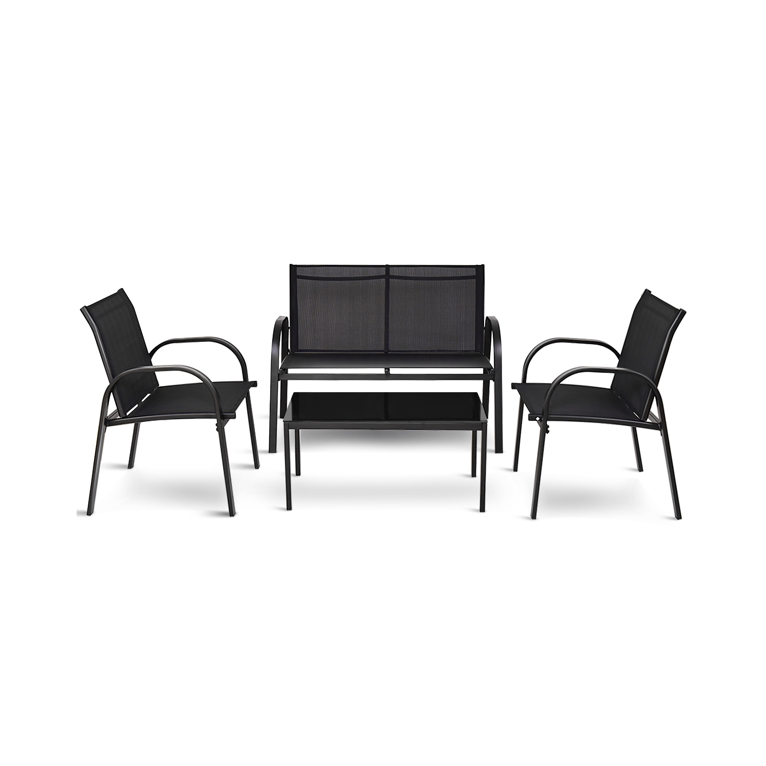 Topbuy 4PCS Black Furniture Set Chairs Coffee Table Patio Garden Brand New