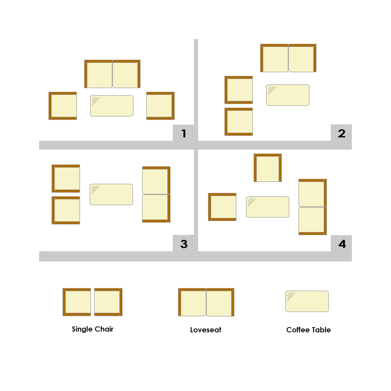 Ensemble 4 pièces patio en rotin de TopBuy avec table de salon avec coussins brun assortis