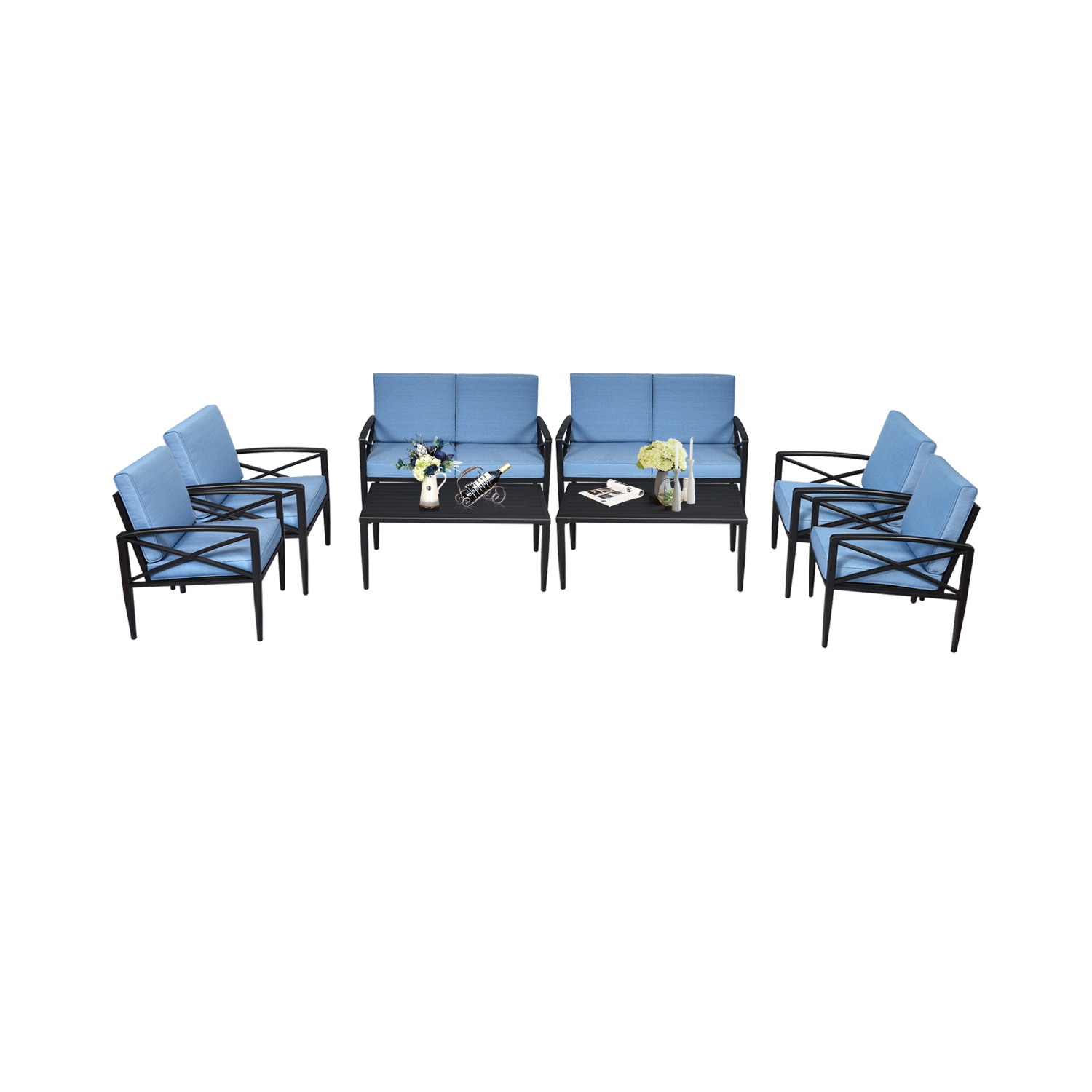 Ensemble patio de 8 pièces en aluminium avec divan rembourré et table basse de TopBuy