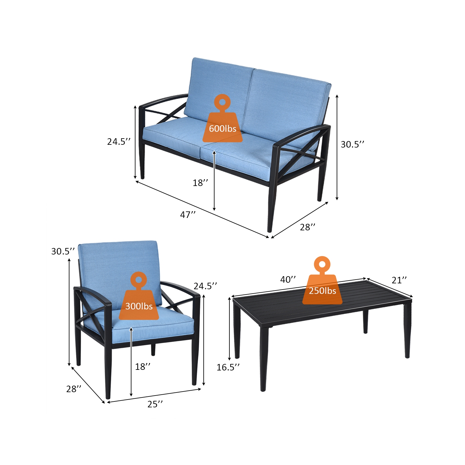 Ensemble patio de 8 pièces en aluminium avec divan rembourré et table basse de TopBuy