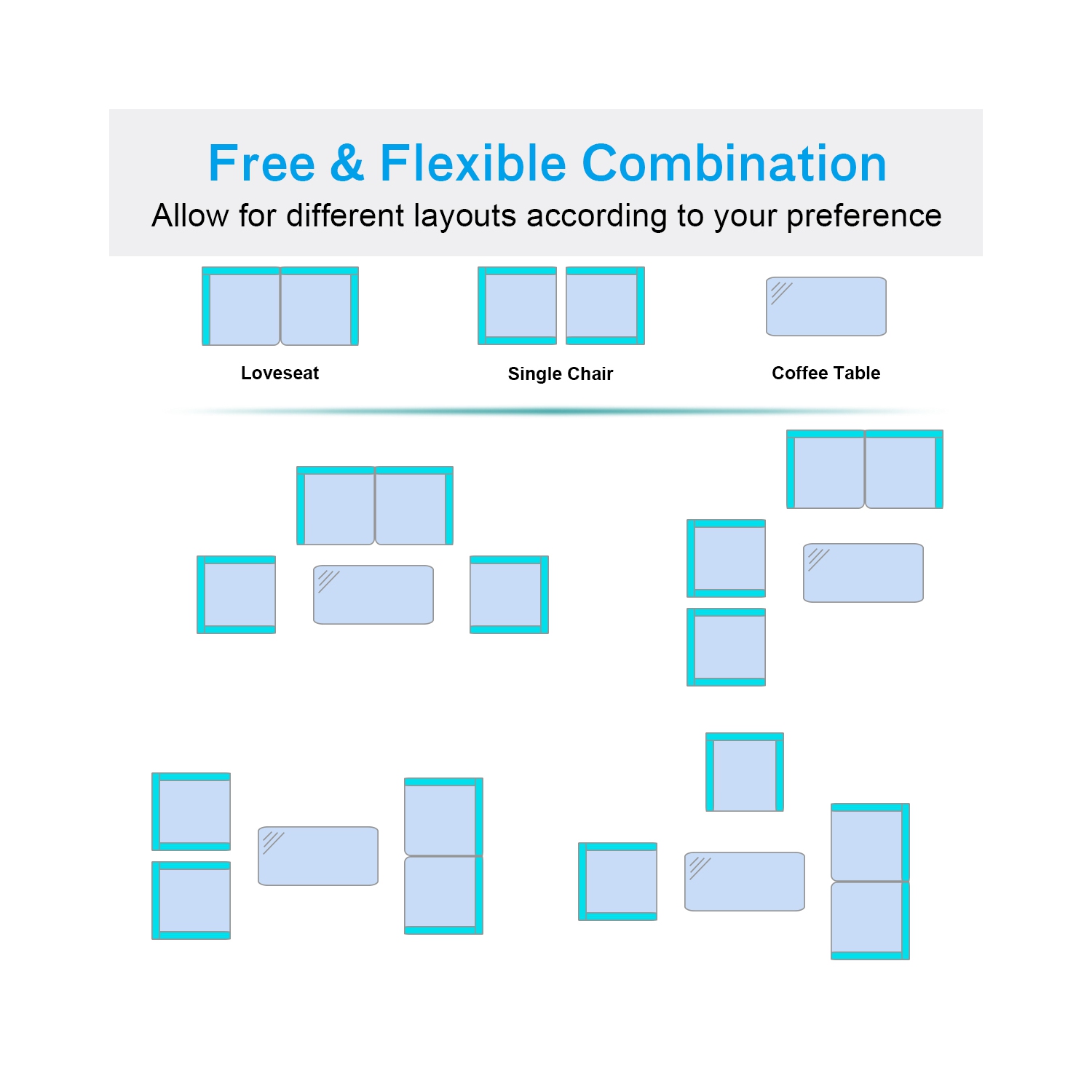 Patiojoy 4PC Patio Rattan Wicker Conversation Furniture Set Sectional Sofa & Coffee Table