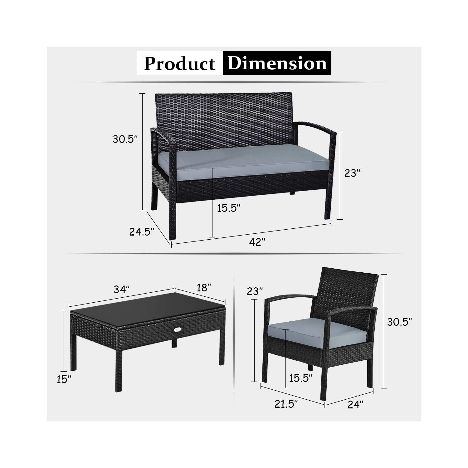 Topbuy 8PCS Rattan Wicker Outdoor Patio Cushioned Sofa Coffee Table Furniture Set