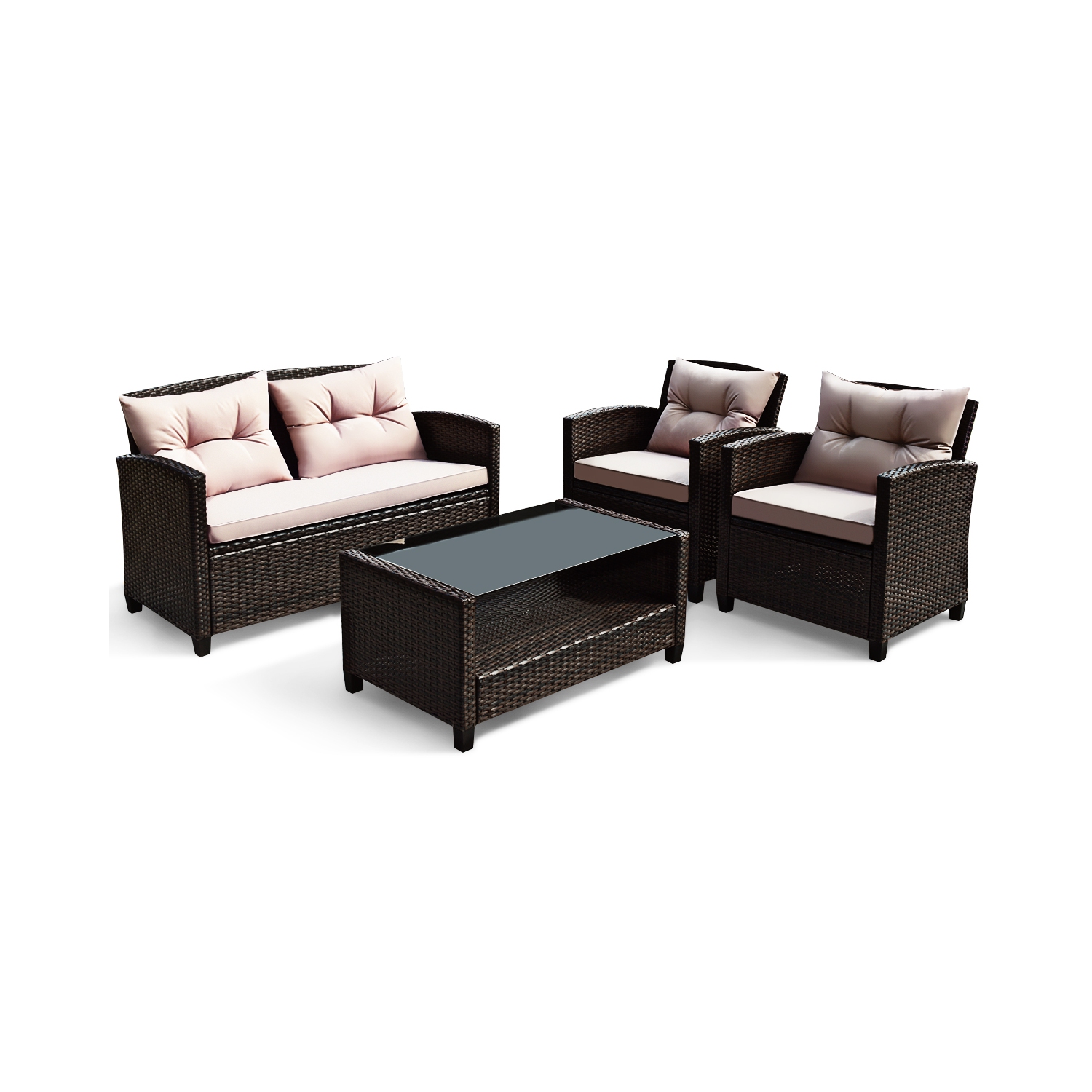 Ensemble de patio de 4 pièces en rotin de TopBuy