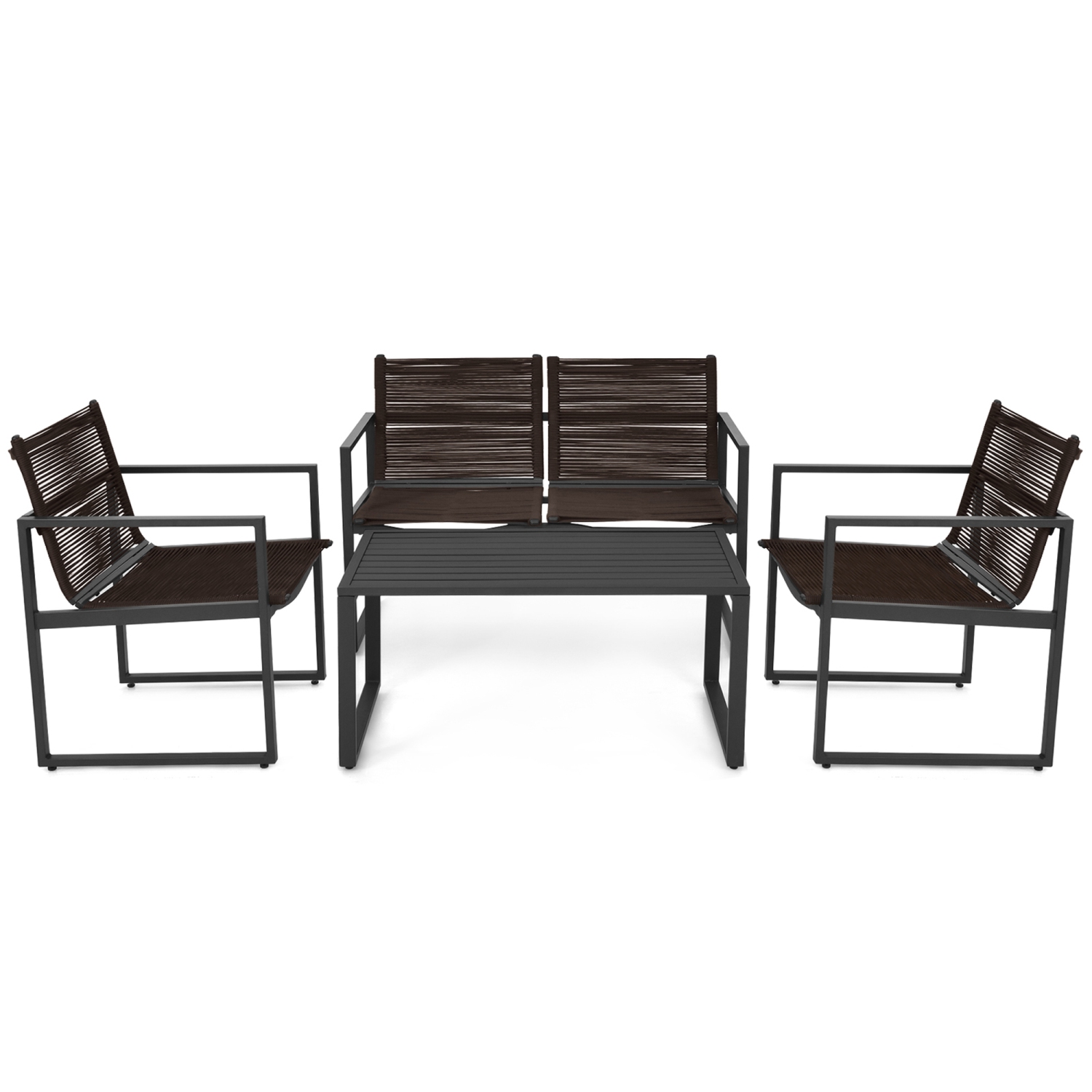 Gymax 4PCS Patio Conversation Furniture Set Yard Garden Outdoor w/ Coffee Table