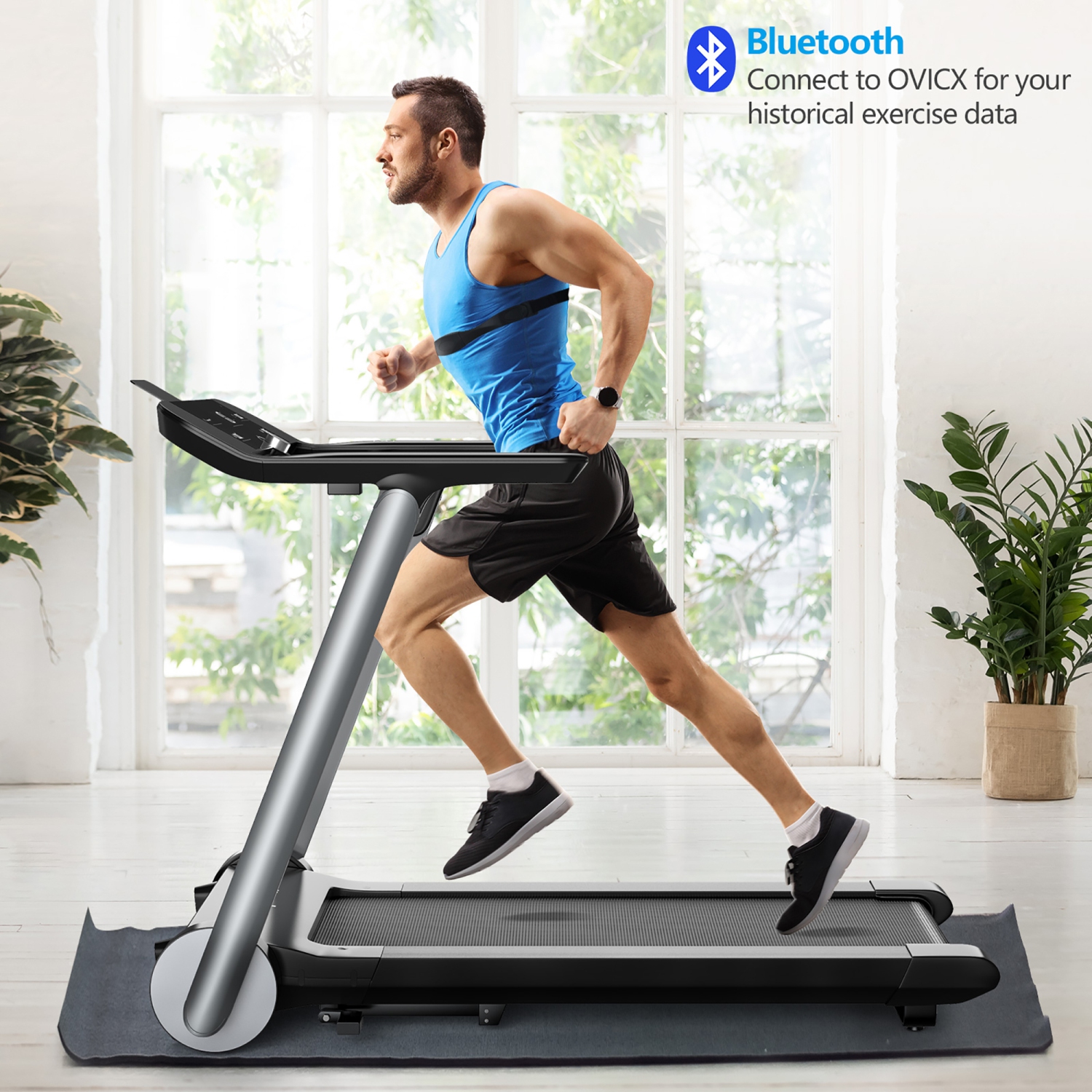 Tapis Roulant Pliant Électrique de Marque Superfit Machine de Jogging Bluetooth 10 Programmes Préréglés