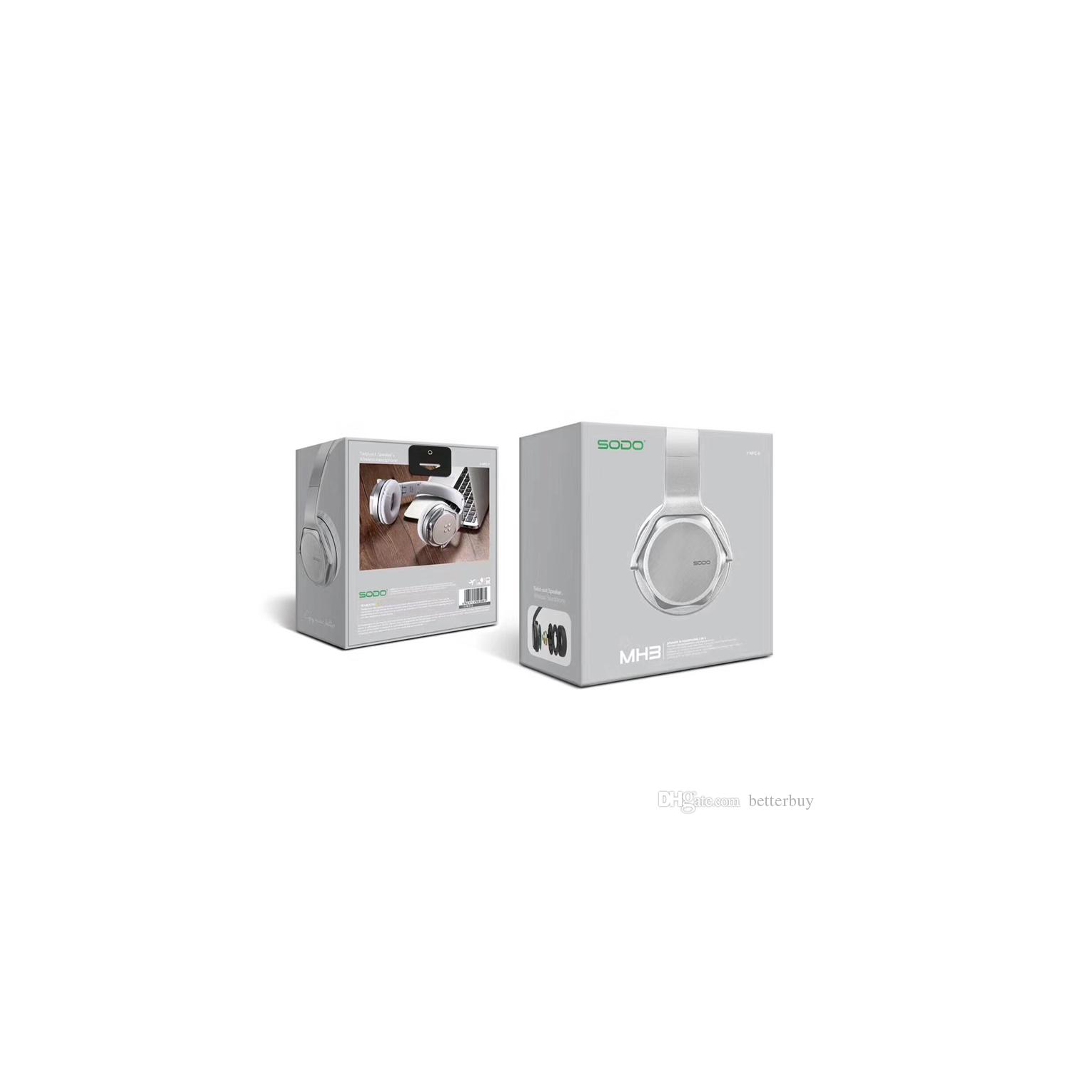 SODO MH3 Bluetooth Headphone| Twist-out Speaker| Bluetooth 2 in 1 Headset| SILVER