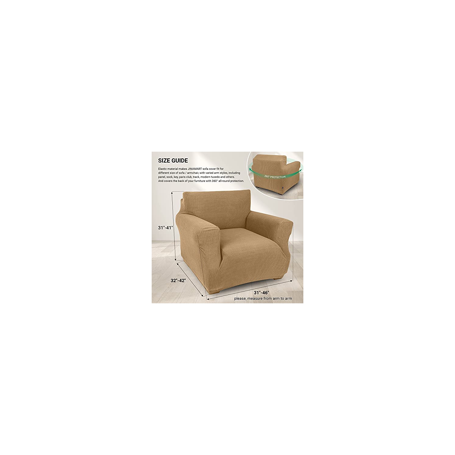 Jinamart Armchair Cover Stretch Elastic Chair Slipcover, 1-Piece