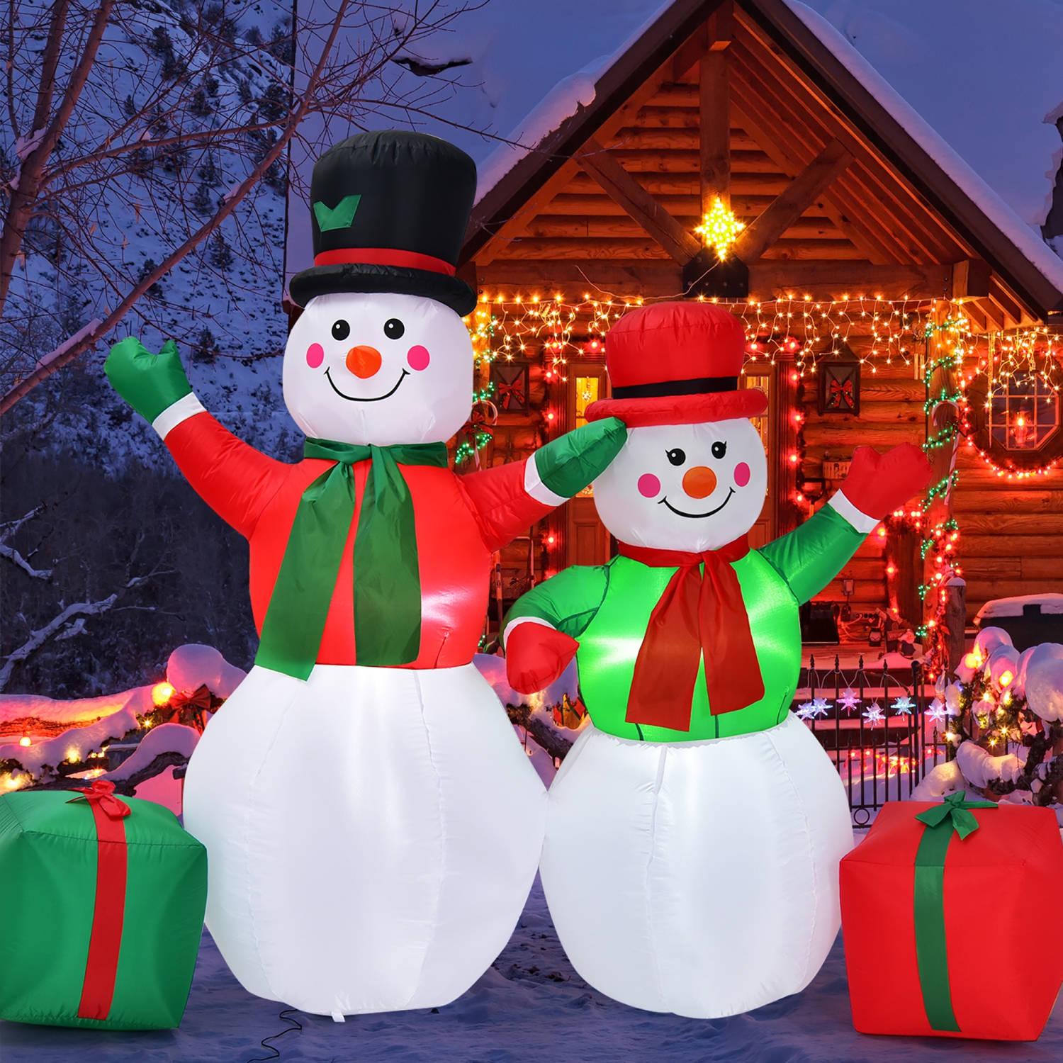 Costway 6Ft & 5Ft Christmas Inflatable Snowmen Blow Up Christmas Decoration