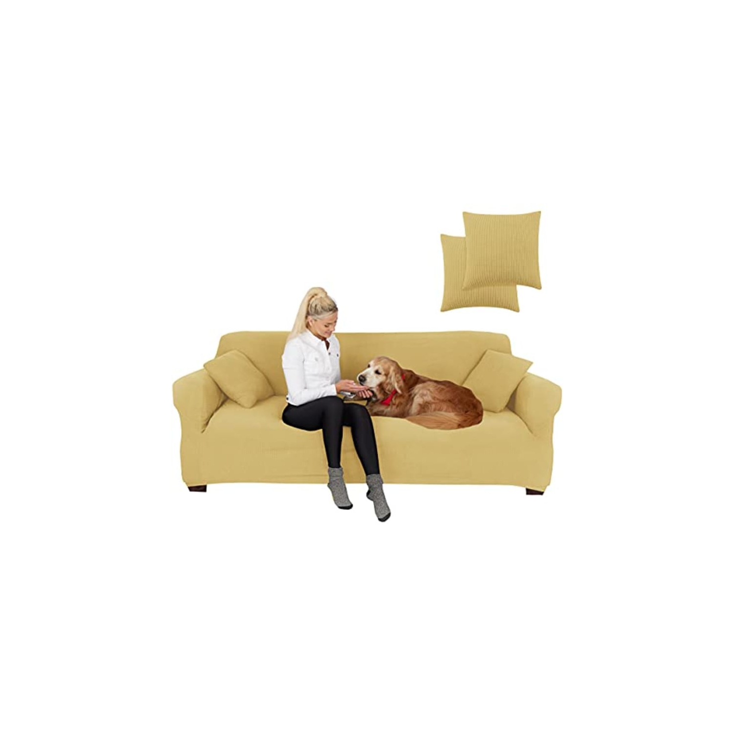 Jinamart Slipcover Stretch Elastic Couch Cover Sofa 3 Seat, 1-Piece