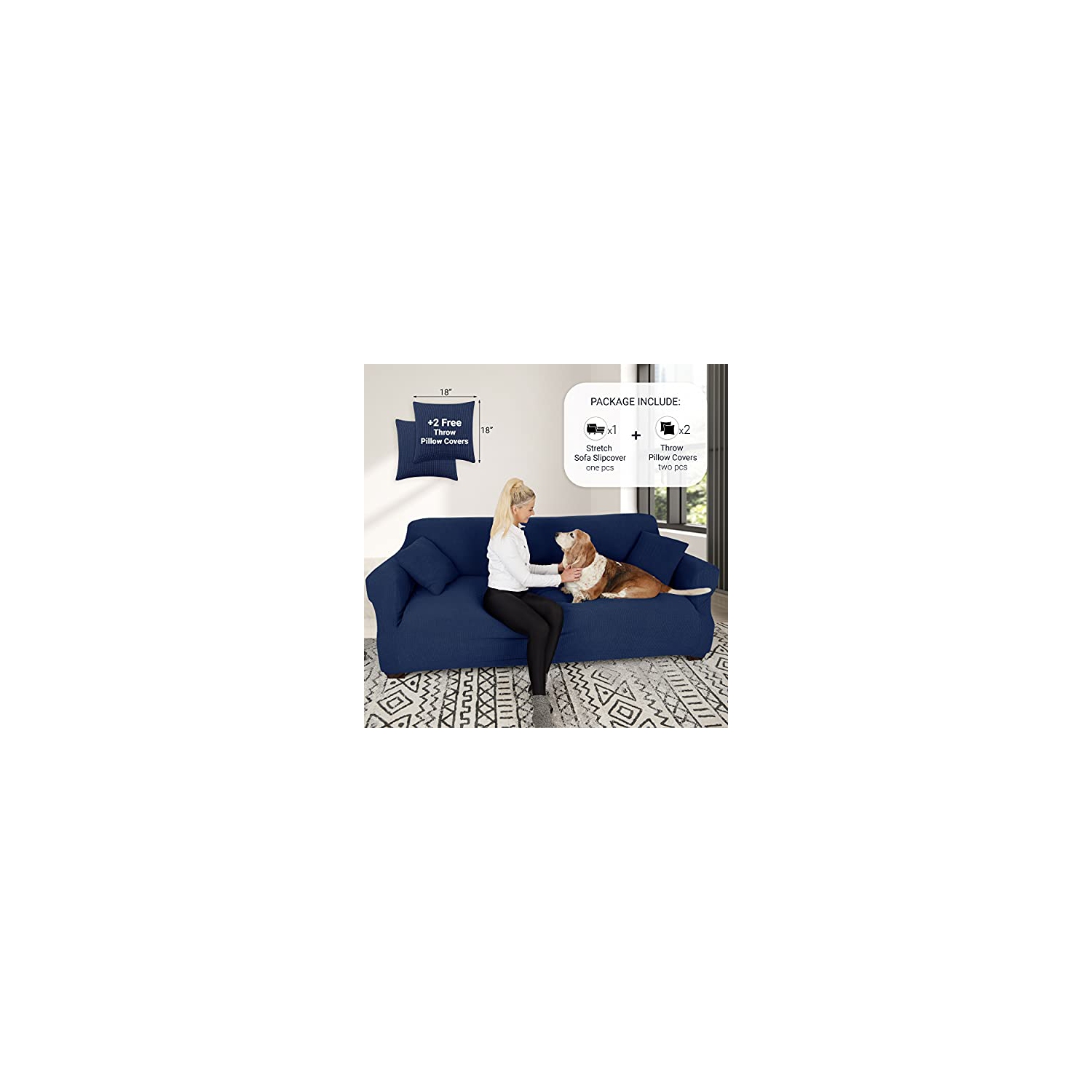 Jinamart Slipcover Stretch Elastic Couch Cover Sofa 3 Seat, 1-Piece