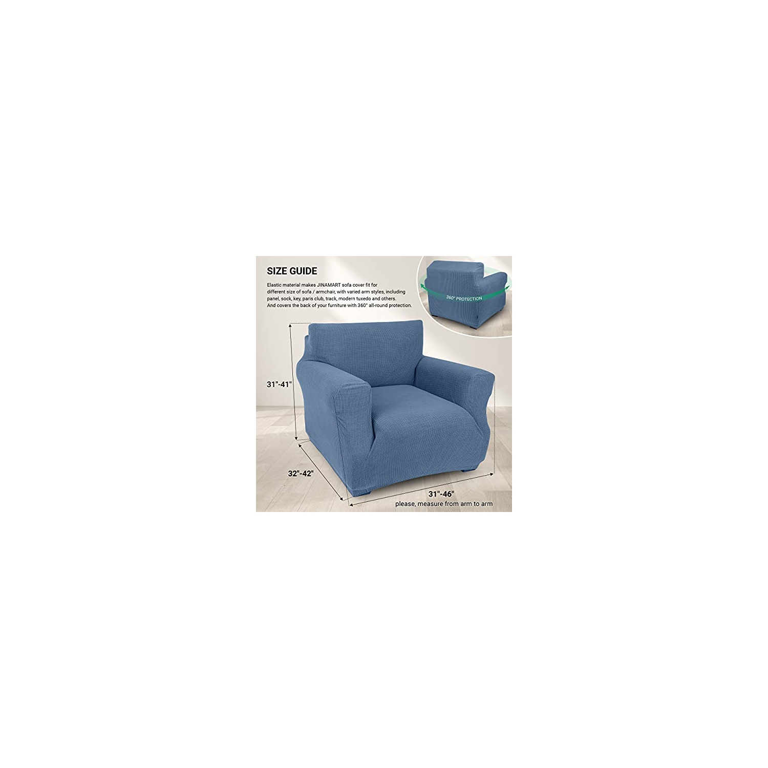 Jinamart Fauteuil Couverture Stretch Chaise élastique Screencover, 1 pièce