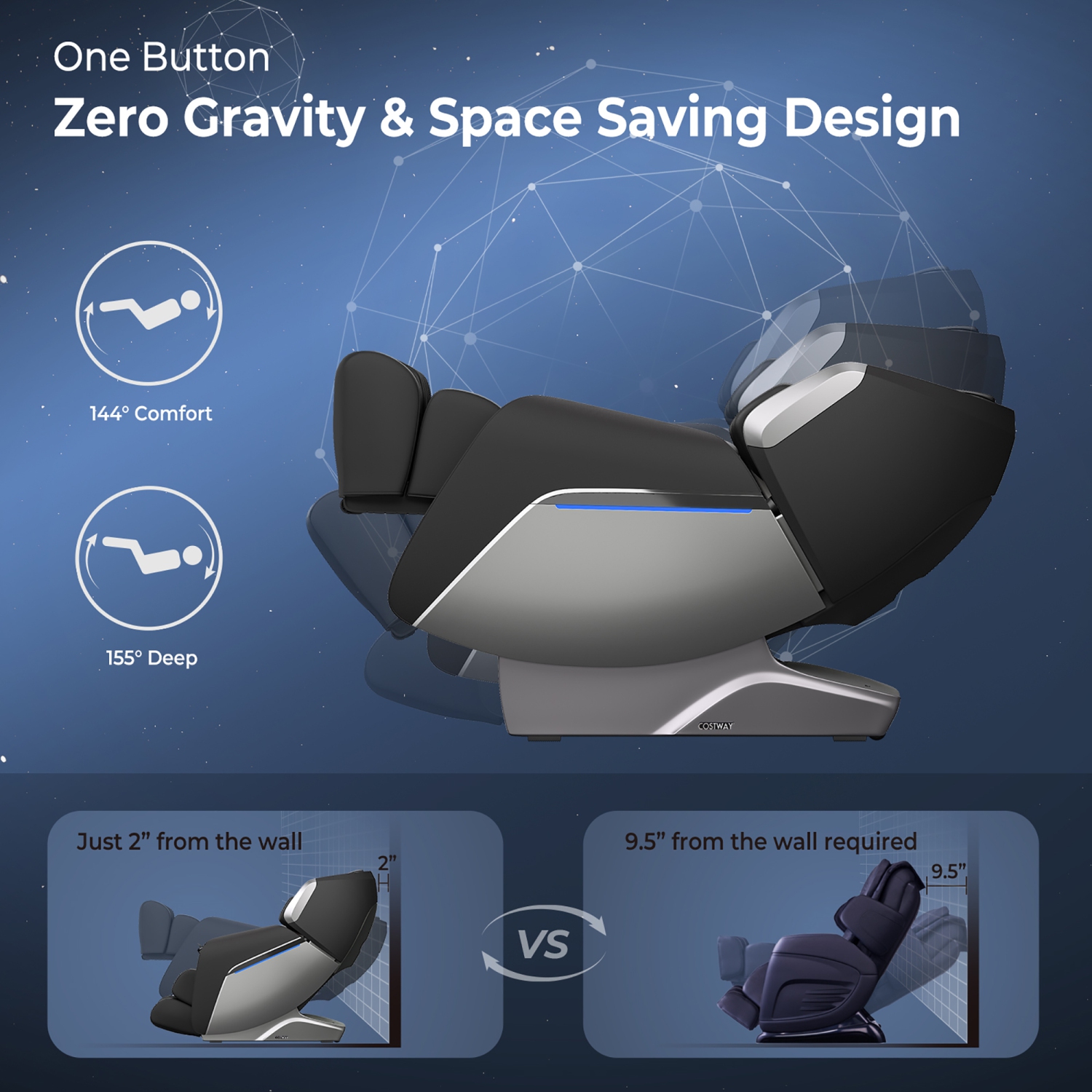 Costway Full Body Zero Gravity Massage Chair w/SL Track Voice Control Heat