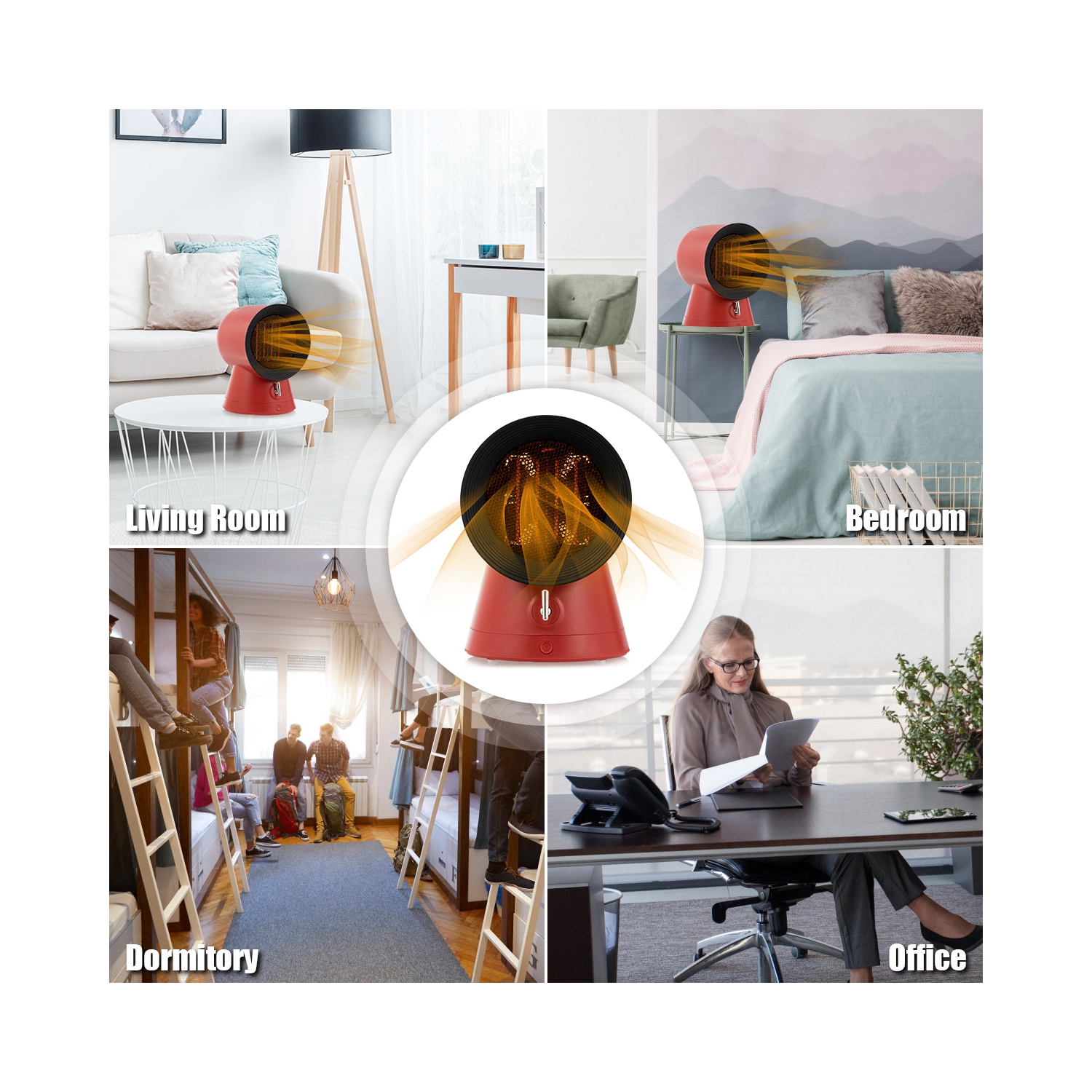 Topbuy 1500W Portable Electric PTC Ceramic Space Heater Heating Fan Red/White