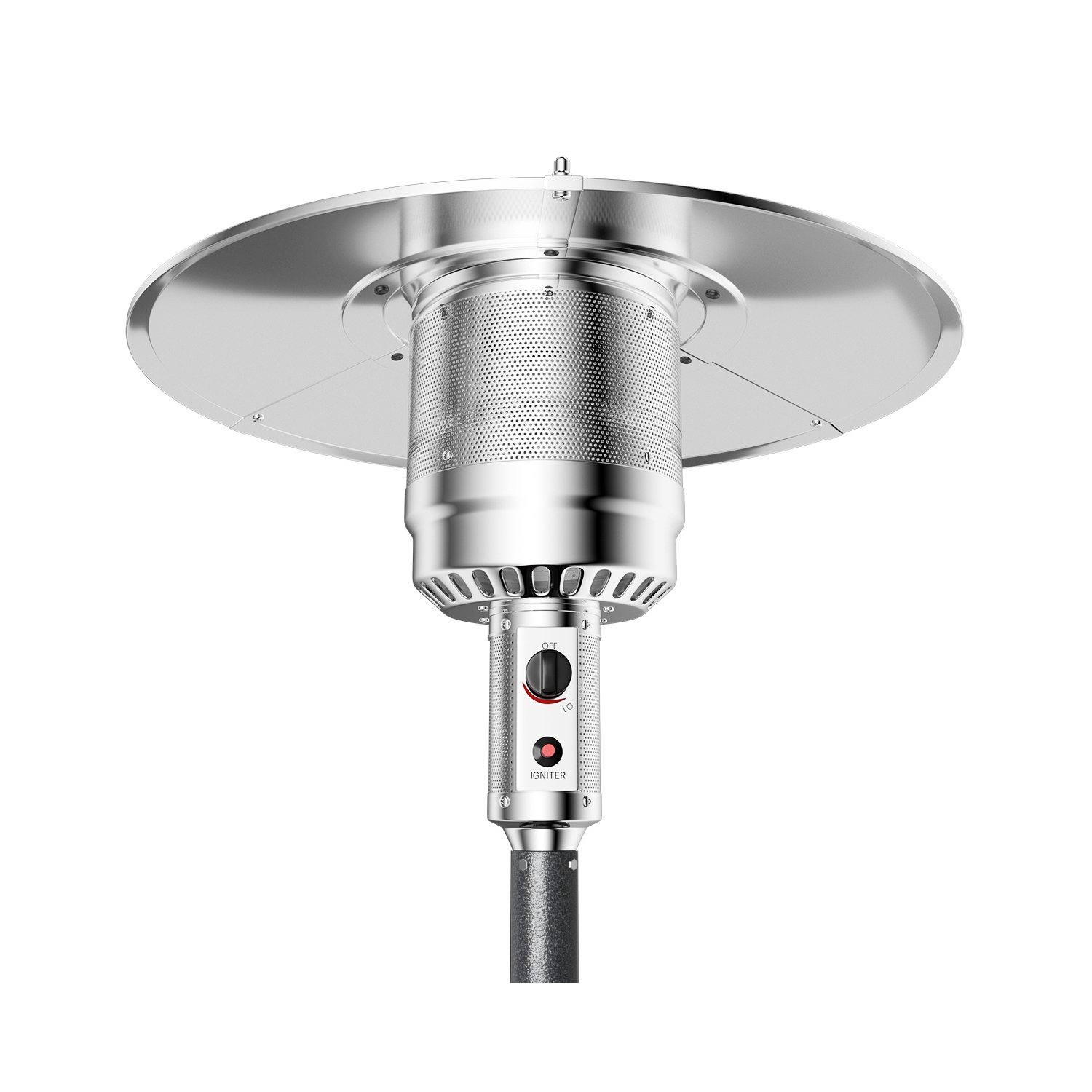 Patiojoy Patio Rolling Steel Heater Freestanding Outdoor Propane Heater w/Table Suitable for Garden Wedding & Party Gray