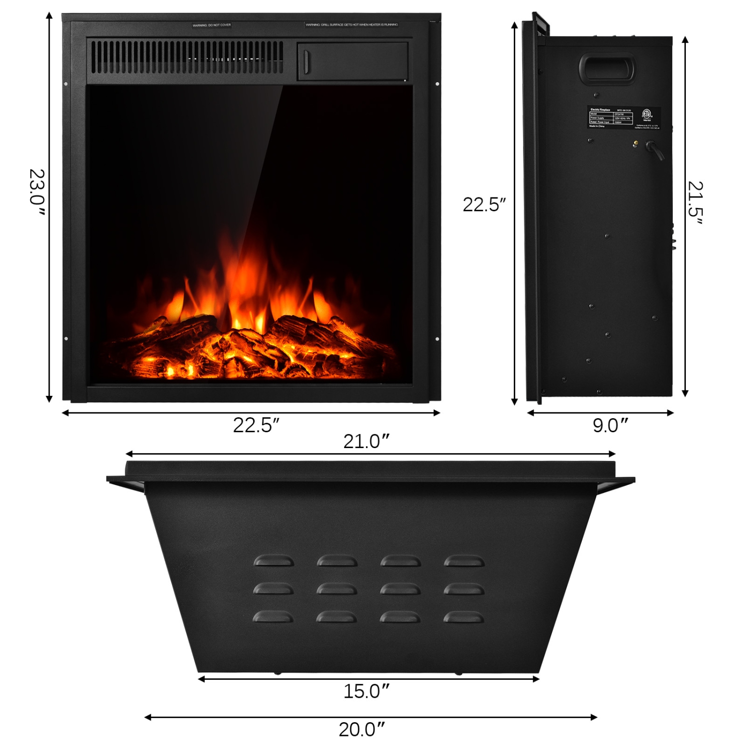 Topbuy Freestanding & Recessed Electric Fireplace Heater with Remote Control