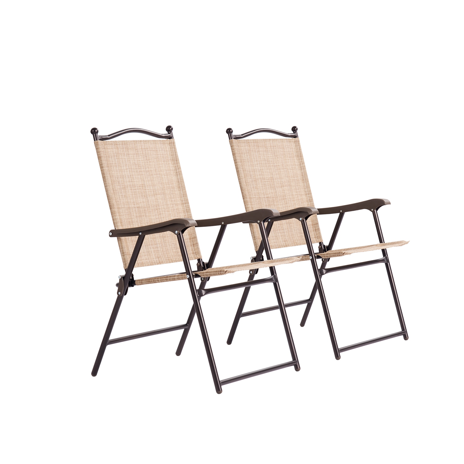 TopBuy – Chaise de camping pliante en 2 pièces avec dossier en toile, accoudoir et coussin