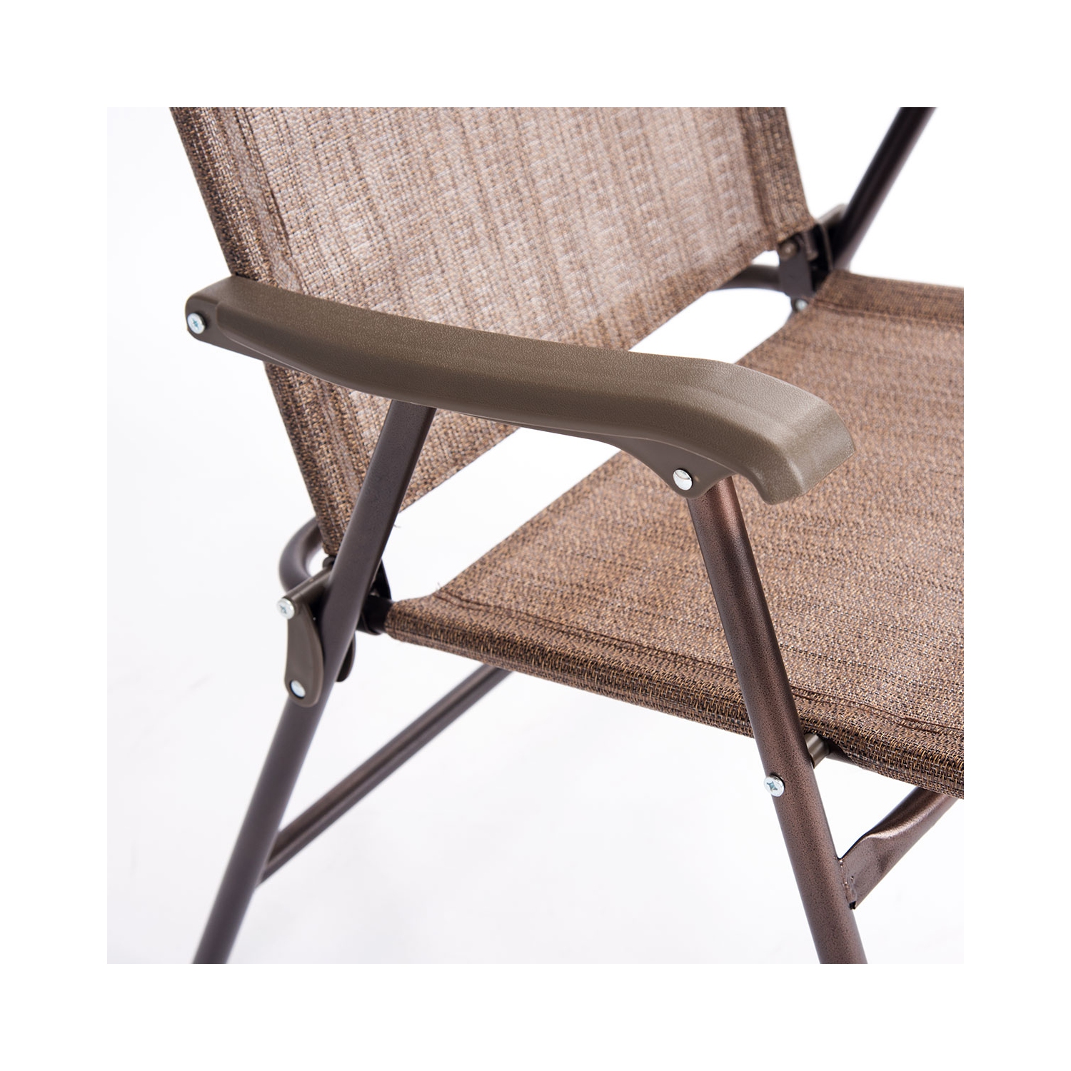 TopBuy – Chaise de camping pliante en 2 pièces avec dossier en toile, accoudoir et coussin
