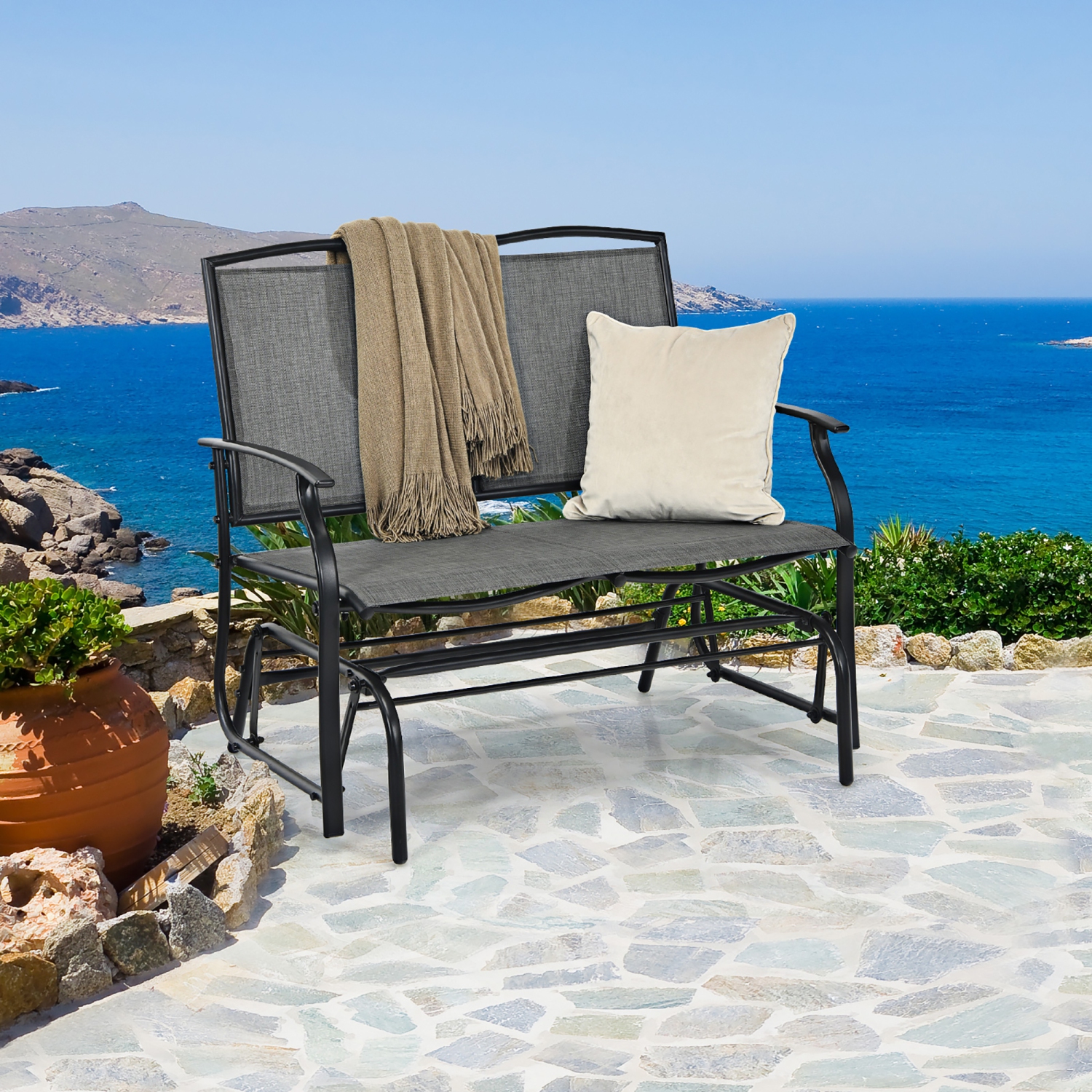 Costway Patio Glider Rocking Bench Double 2 Person Chair Loveseat Garden