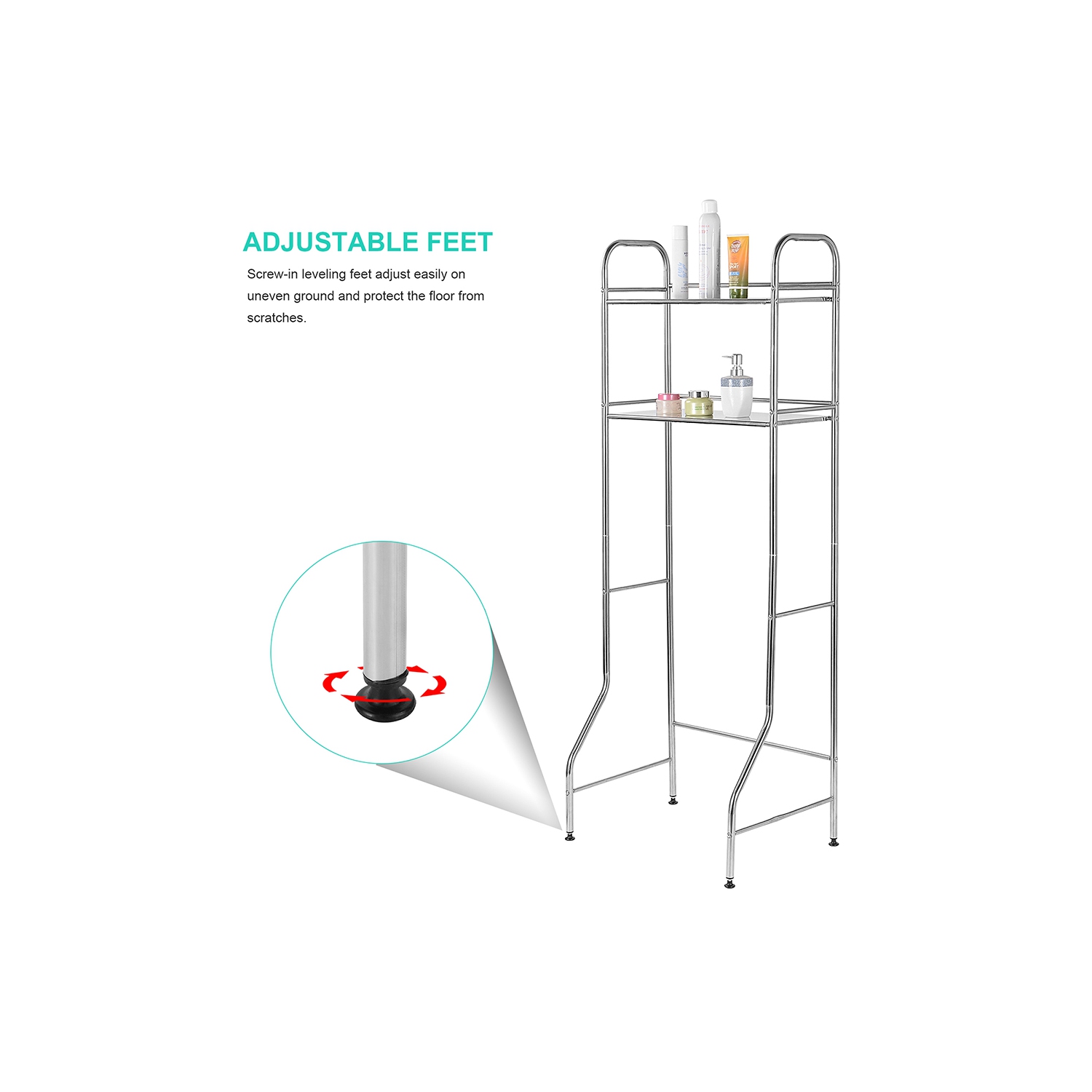 SortWise 2-Tier Bathroom Shelf Over The Toilet Storage Rack Space Saver Unit Shelf