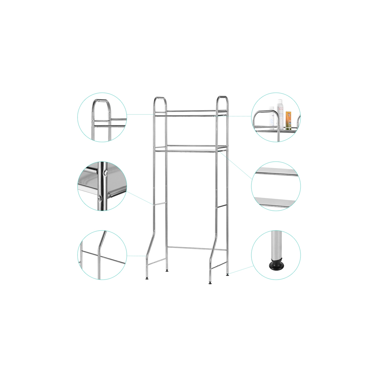 SortWise 2-Tier Bathroom Shelf Over The Toilet Storage Rack Space Saver Unit Shelf