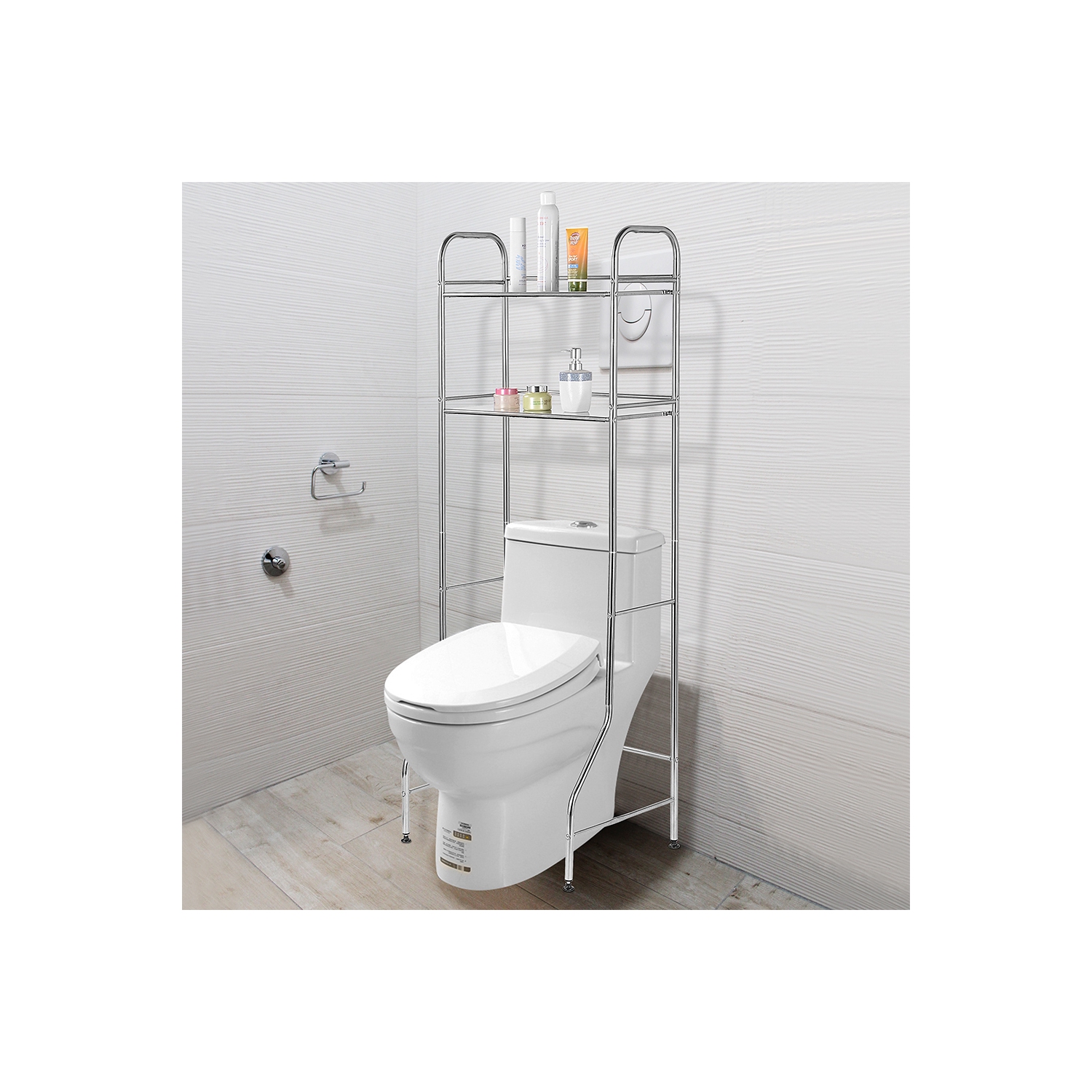 SortWise 2-Tier Bathroom Shelf Over The Toilet Storage Rack Space Saver Unit Shelf