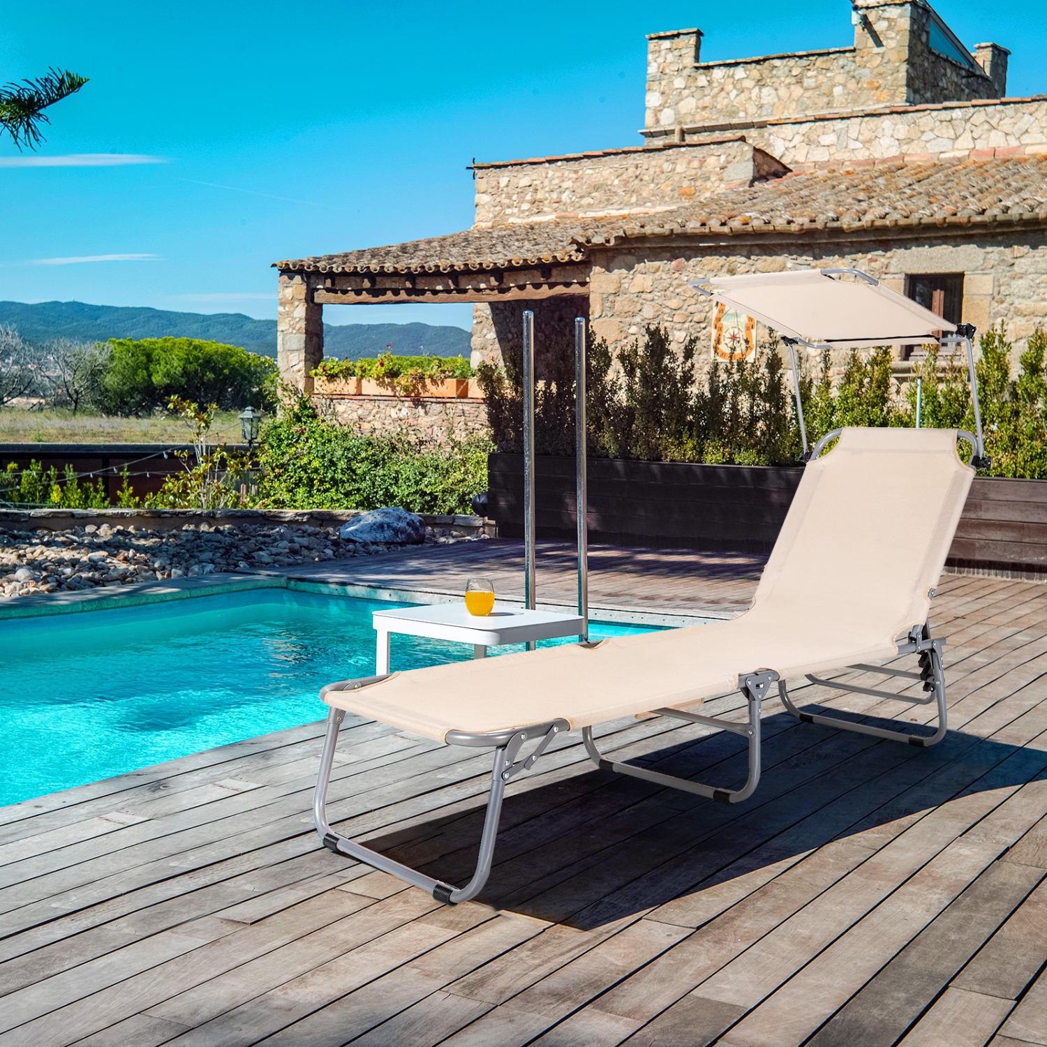 Chaise longue pliante de plage avec chaise longue réglable de TopBuy