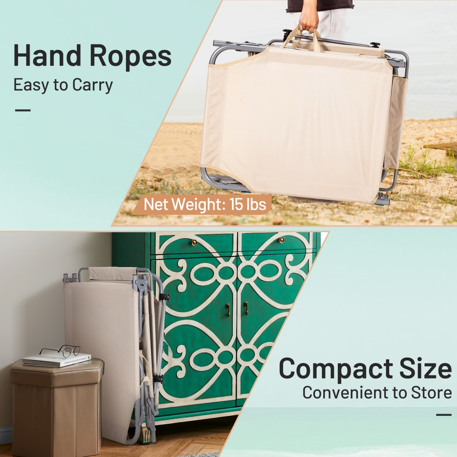 Chaise longue pliante de plage avec chaise longue réglable de TopBuy